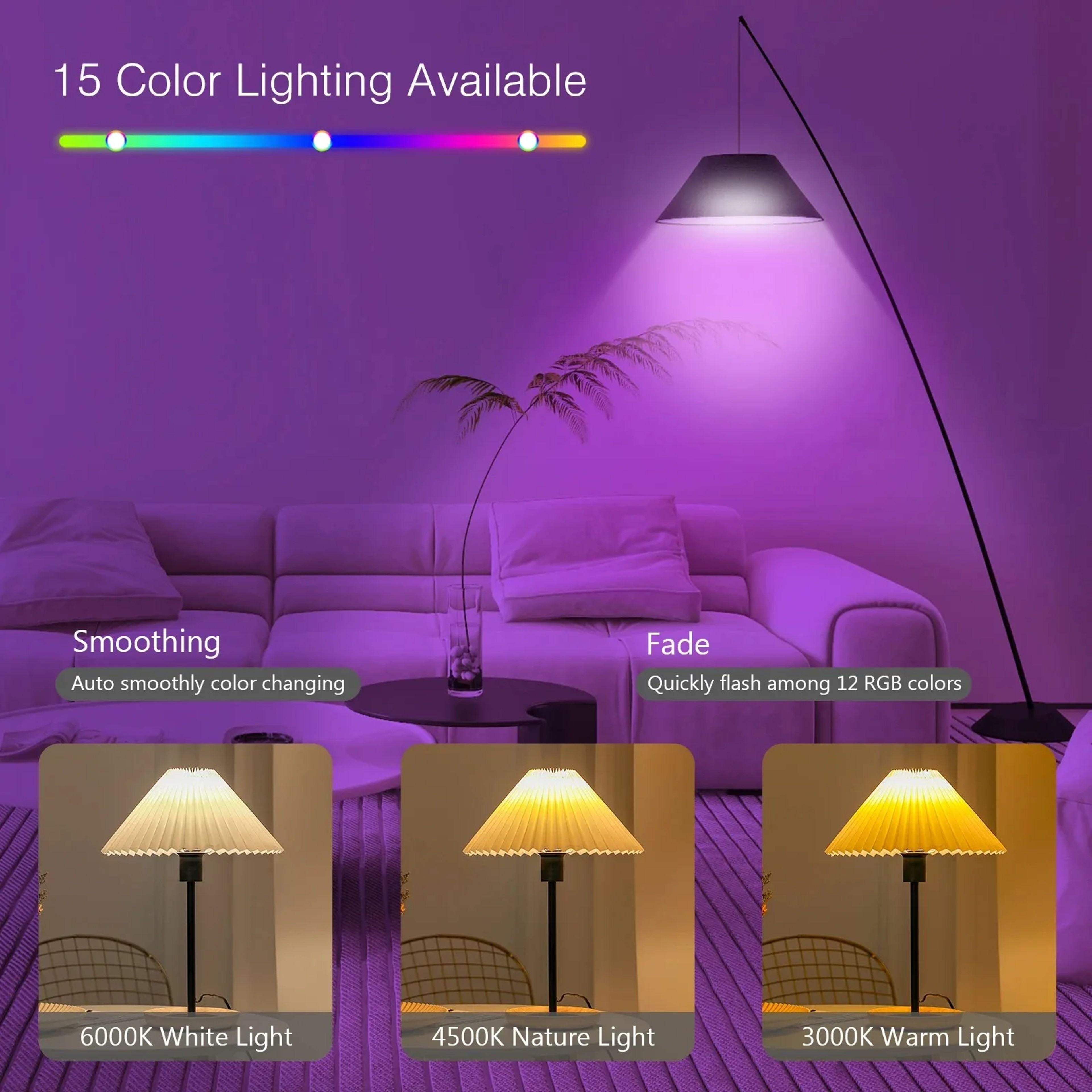 Rechargeable LED Light Bulb With Remote Control RGB Colors Dimming And Timer 5