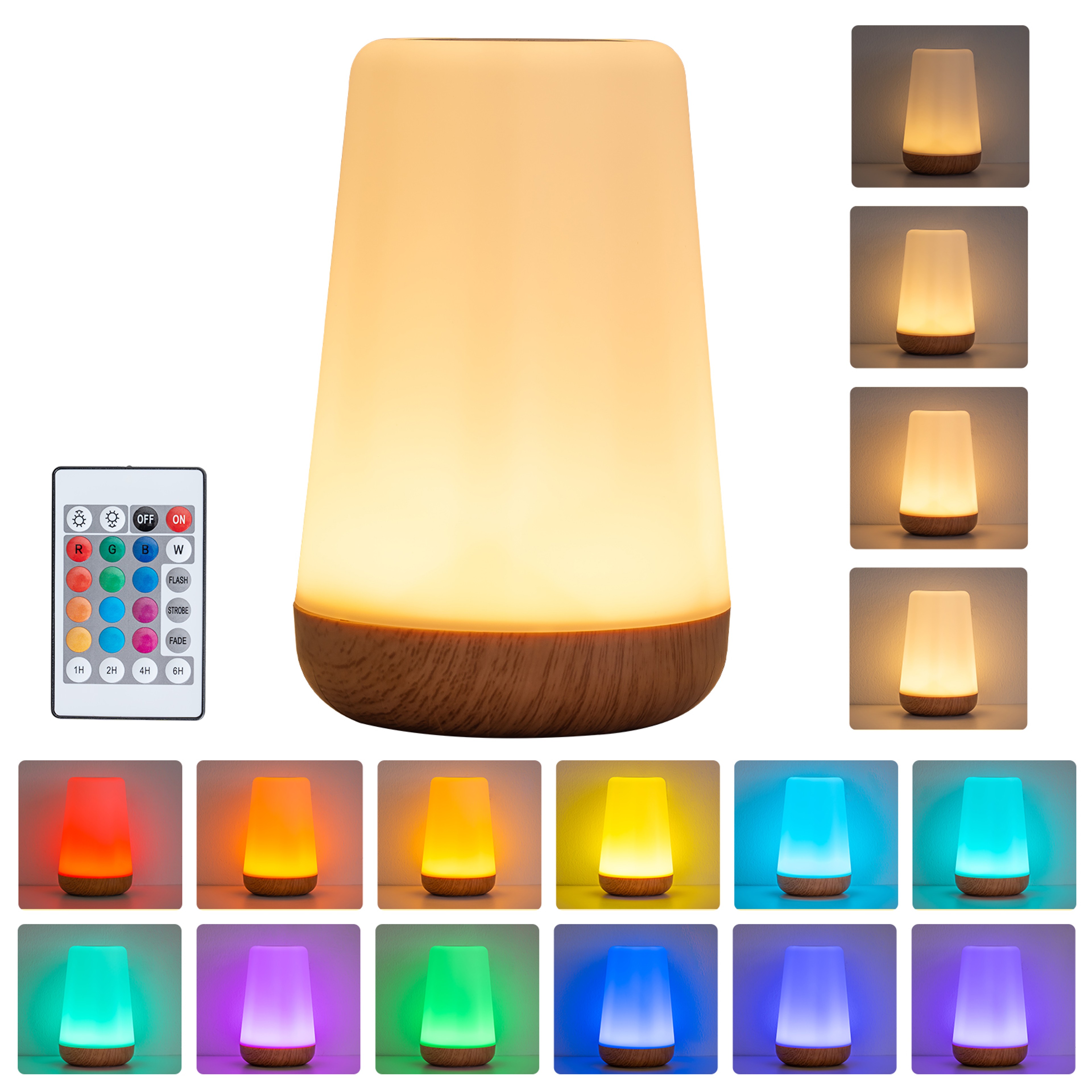 USB Rechargeable LED Night Light With Touch Control Dimmable Brightness And Remote 6