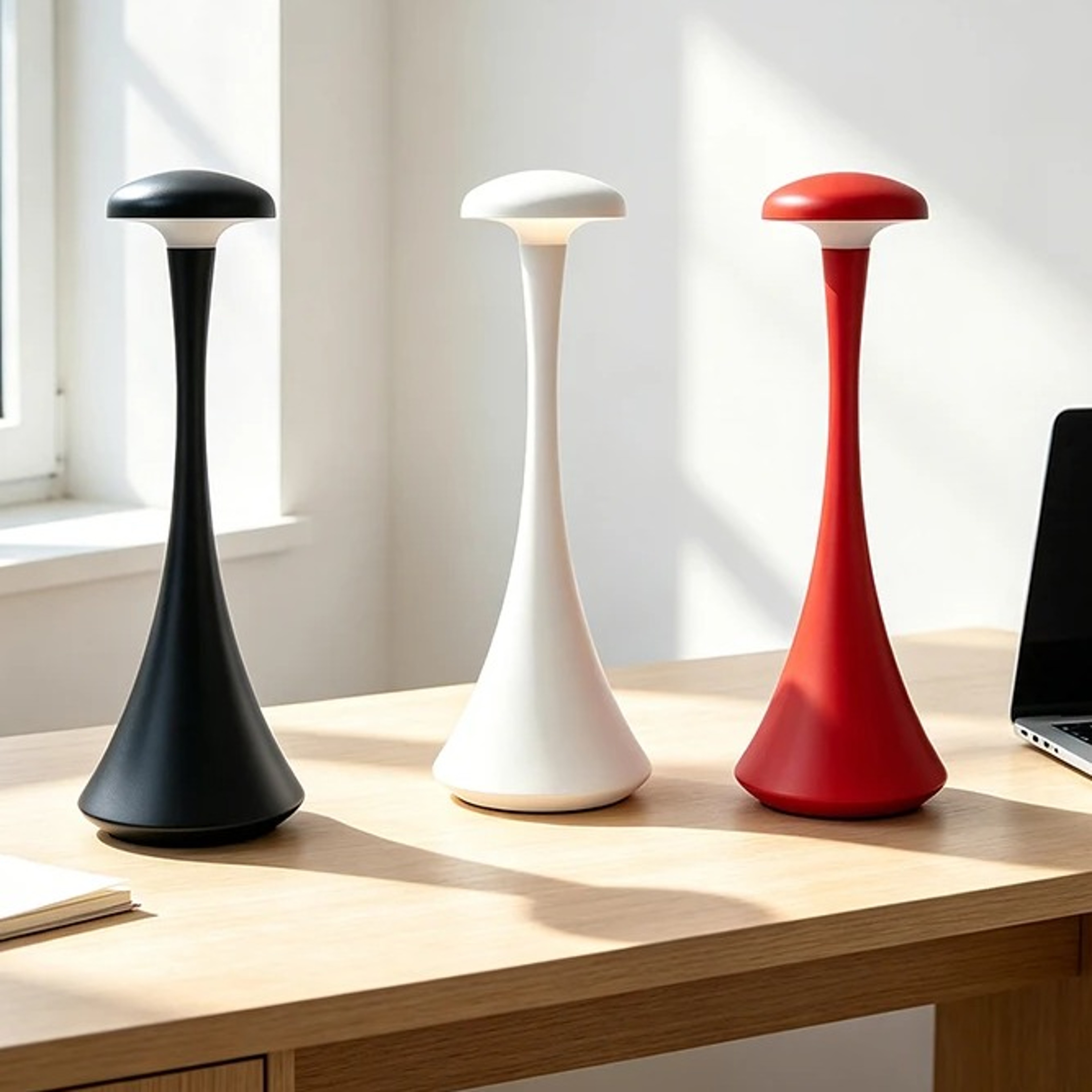 Rechargeable Mushroom Table Lamp with Touch Control and Dimmable LED Lightjpg