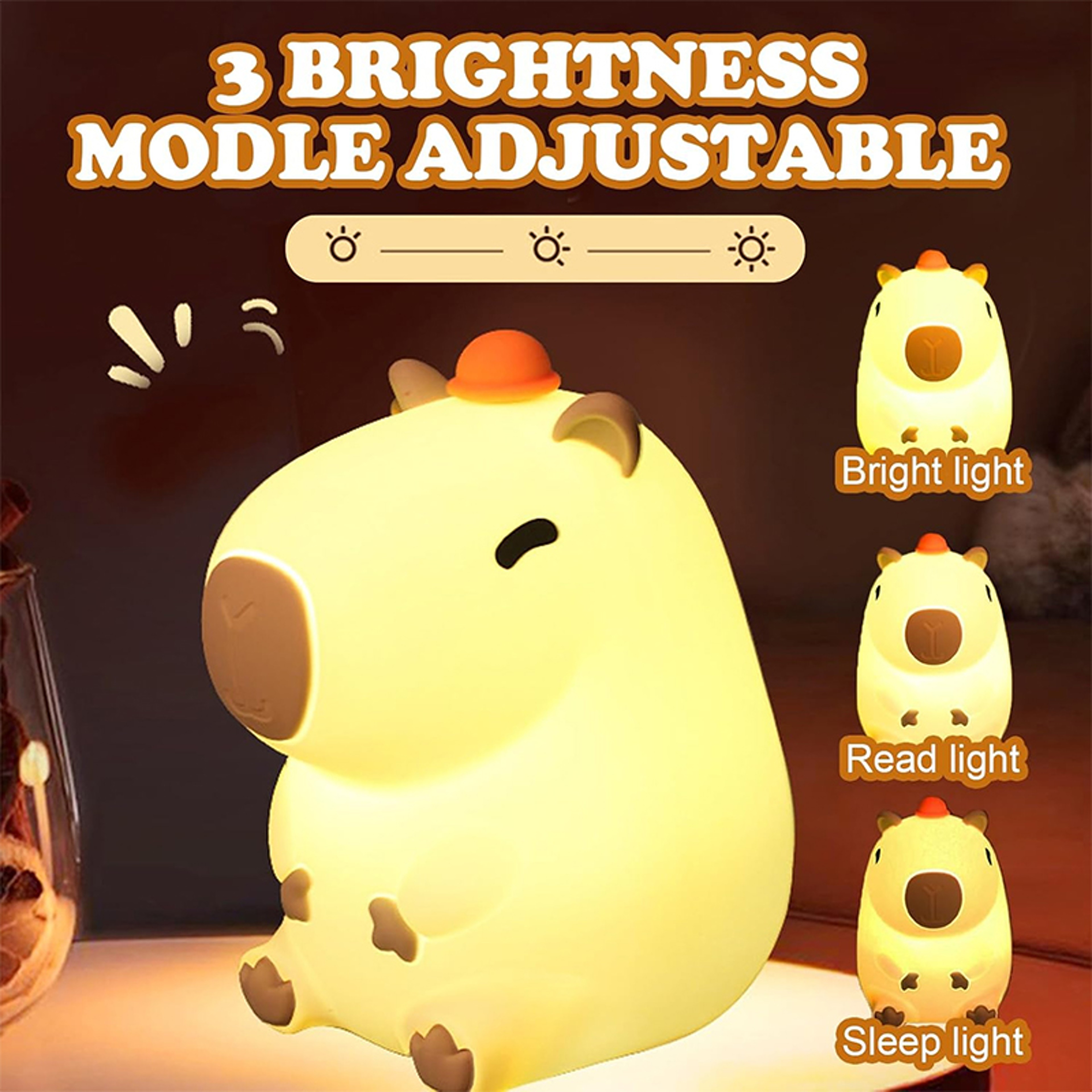Capybara Night Light USB Rechargeable Touch LED Bedside Lamp for Kids – view 2