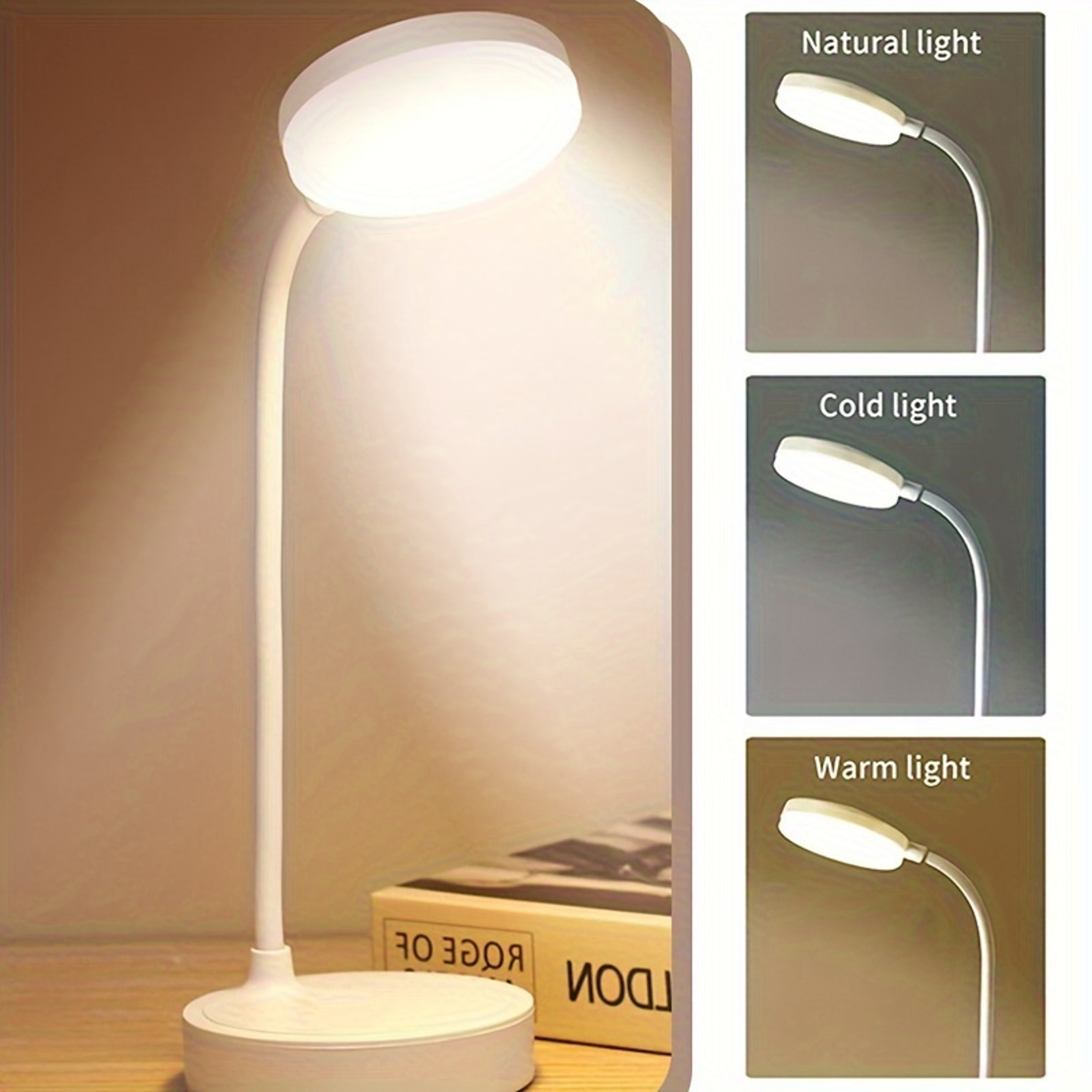LED Touch Desk Lamp with three Level Dimming and USB Rechargeable Design – view 3