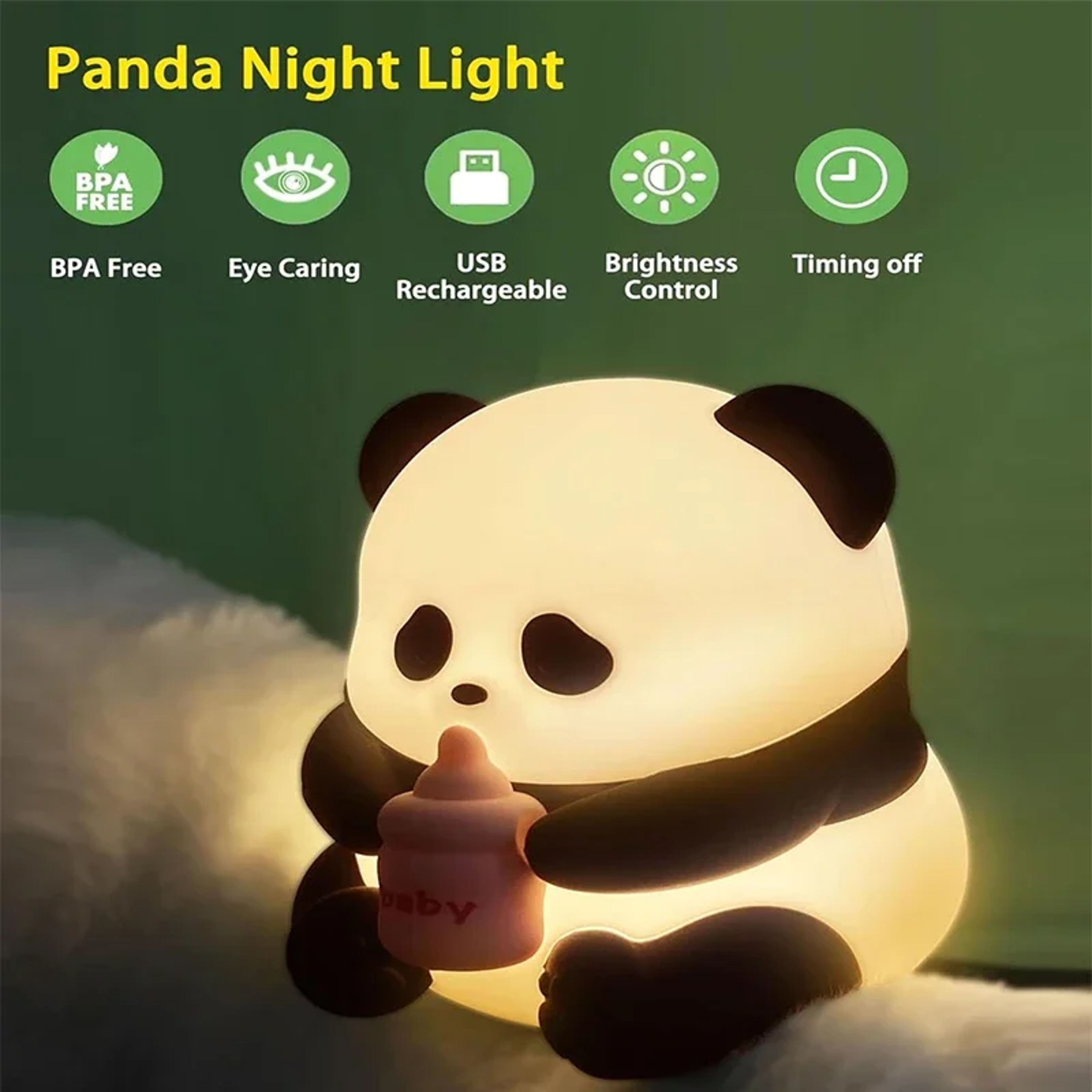Rechargeable Silicone Panda LED Night Light with Touch Control – view 5