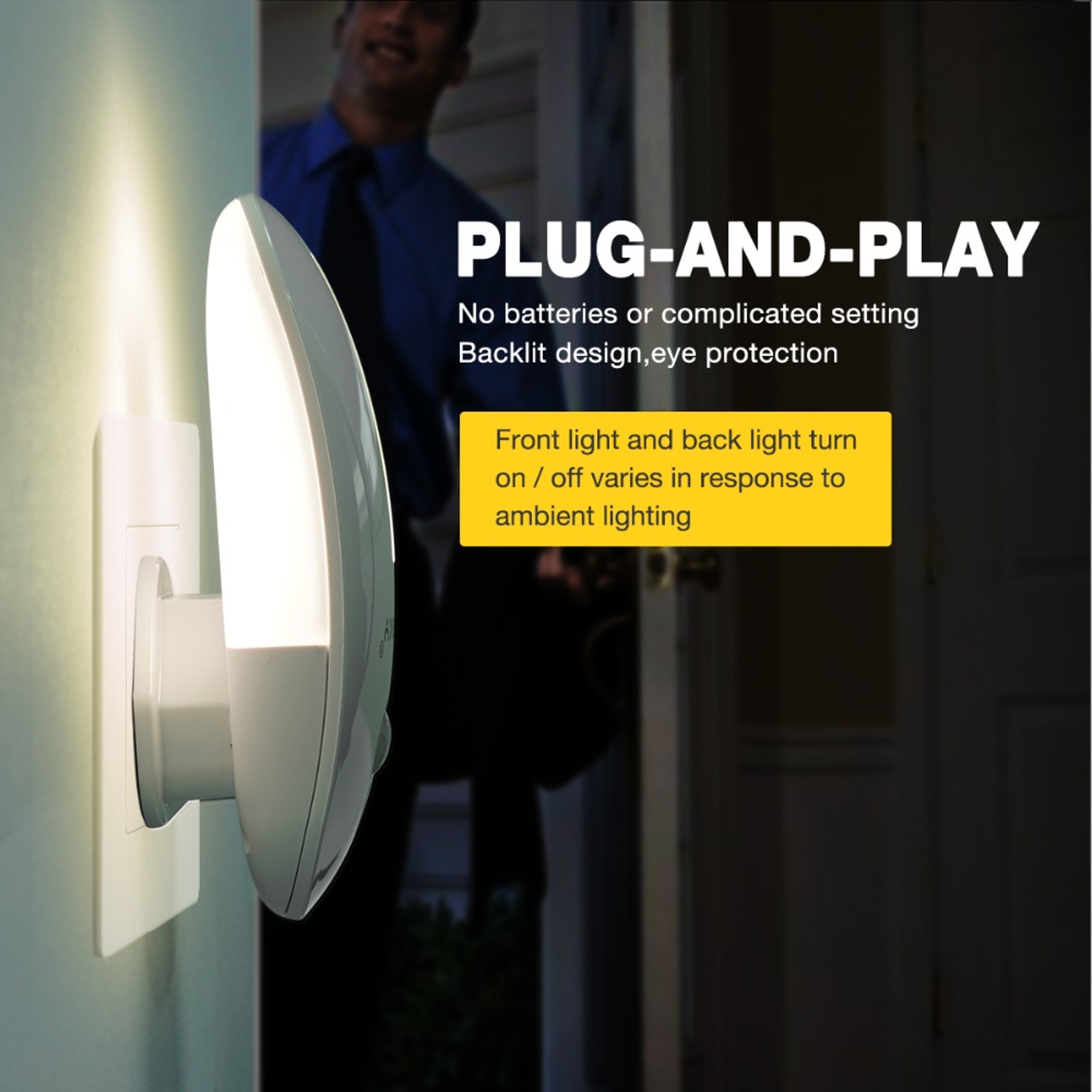 Motion Sensor LED Night Light with PIR Sensor and Plug In Design – view 3