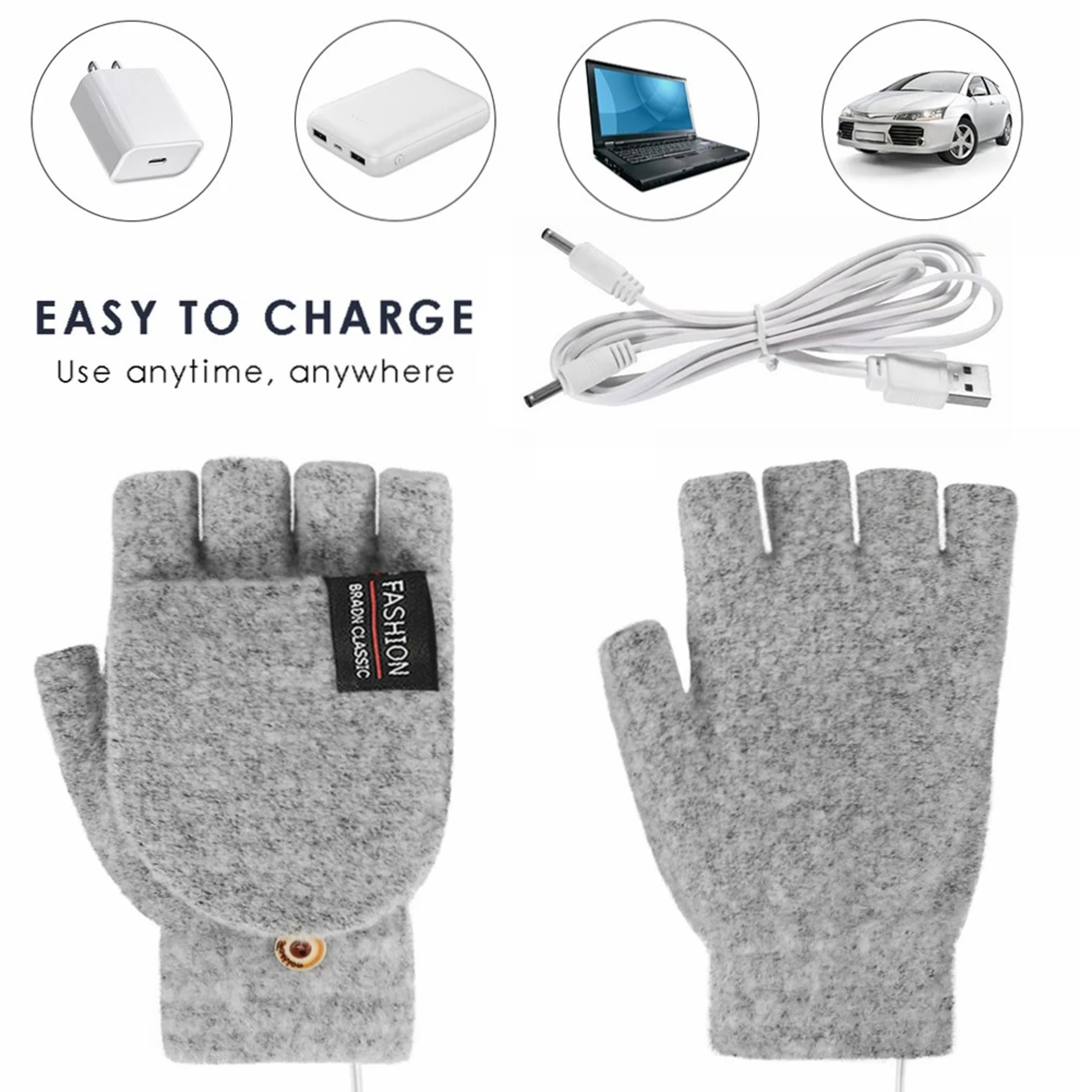 Rechargeable USB Electric Heating Gloves Winter Warm Hand Warmers – view 4