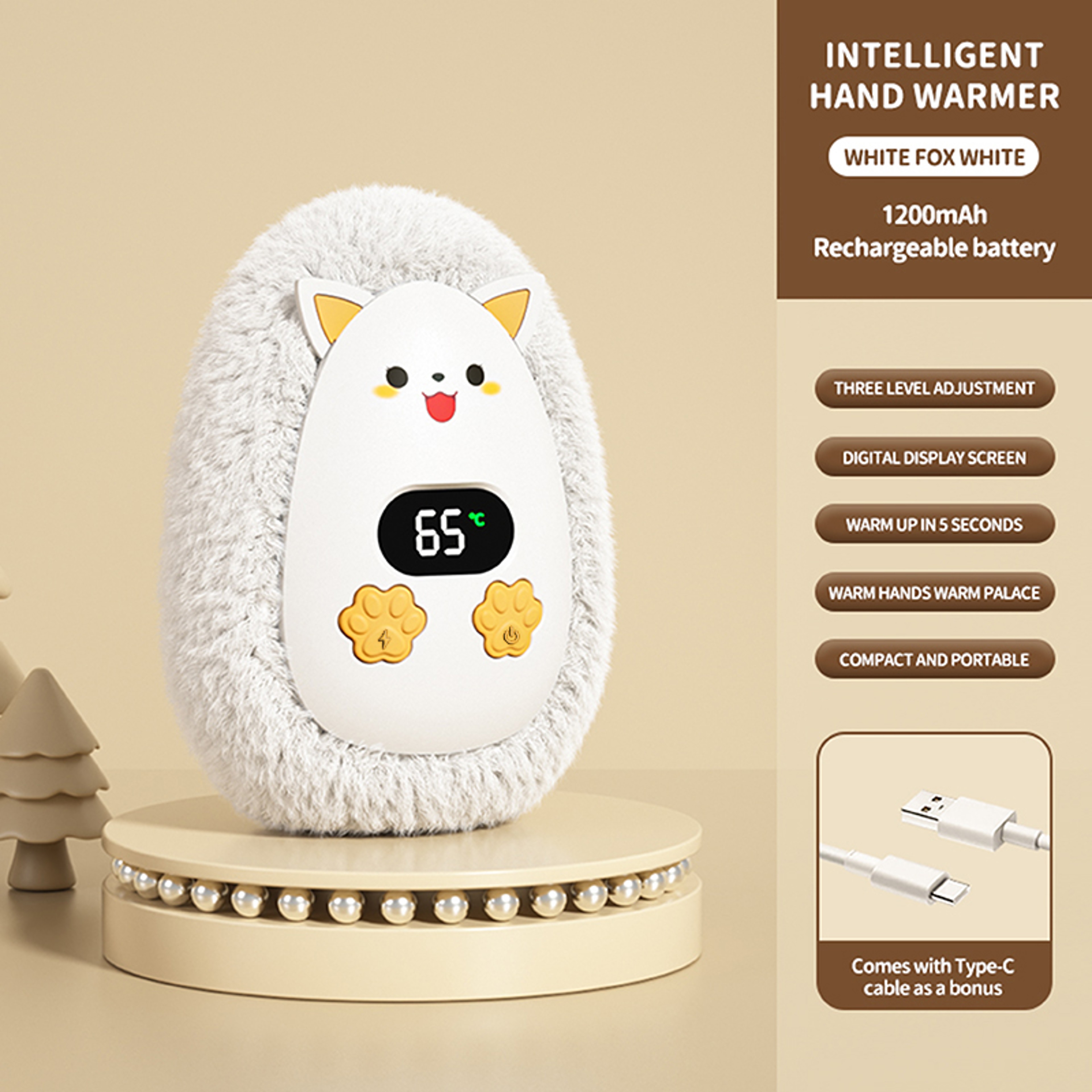 Plush Rechargeable Hand Warmer with three Heat Settings – view 10
