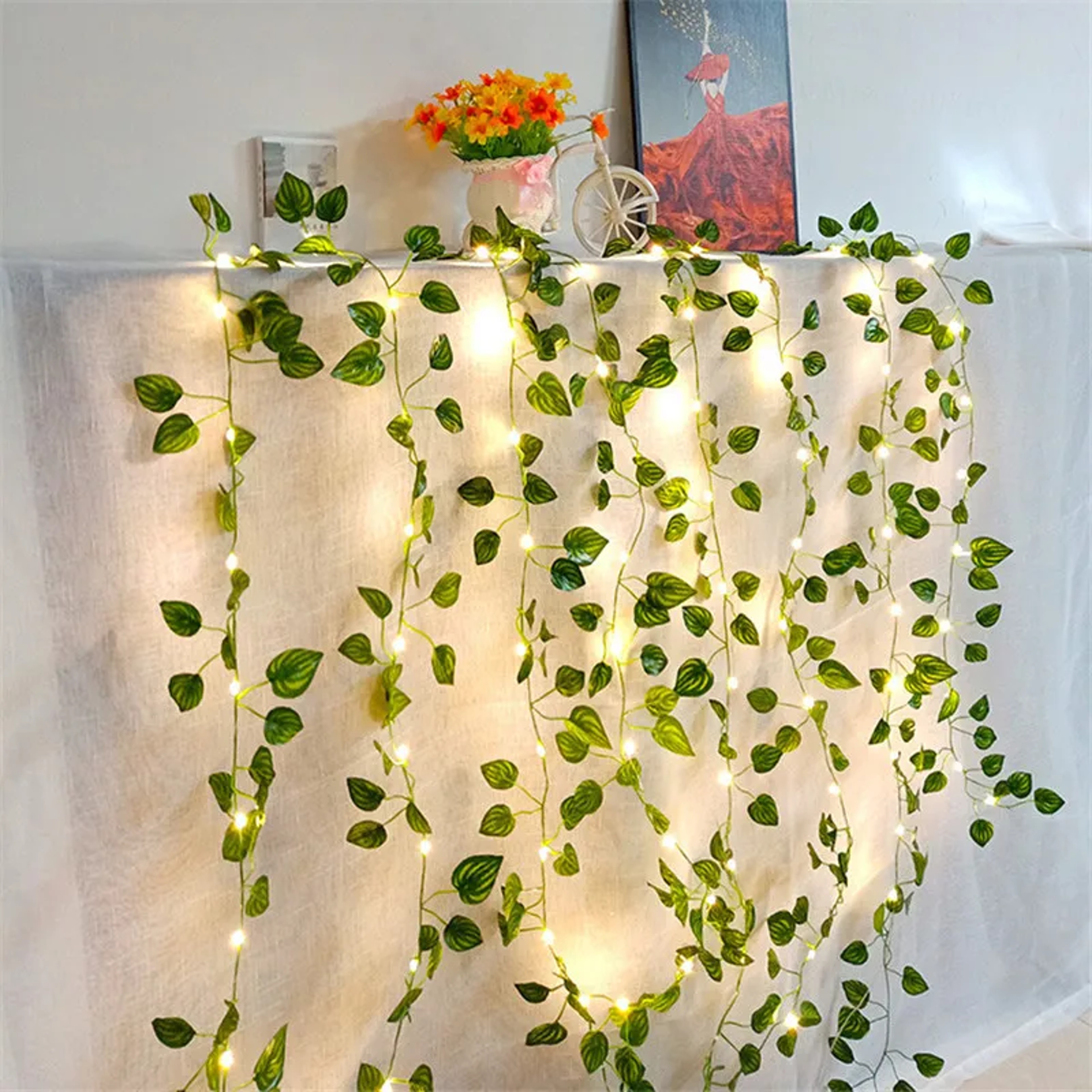 Artificial Vine Flower Green Leaf String Lights Battery Powered Garland Light – view 8