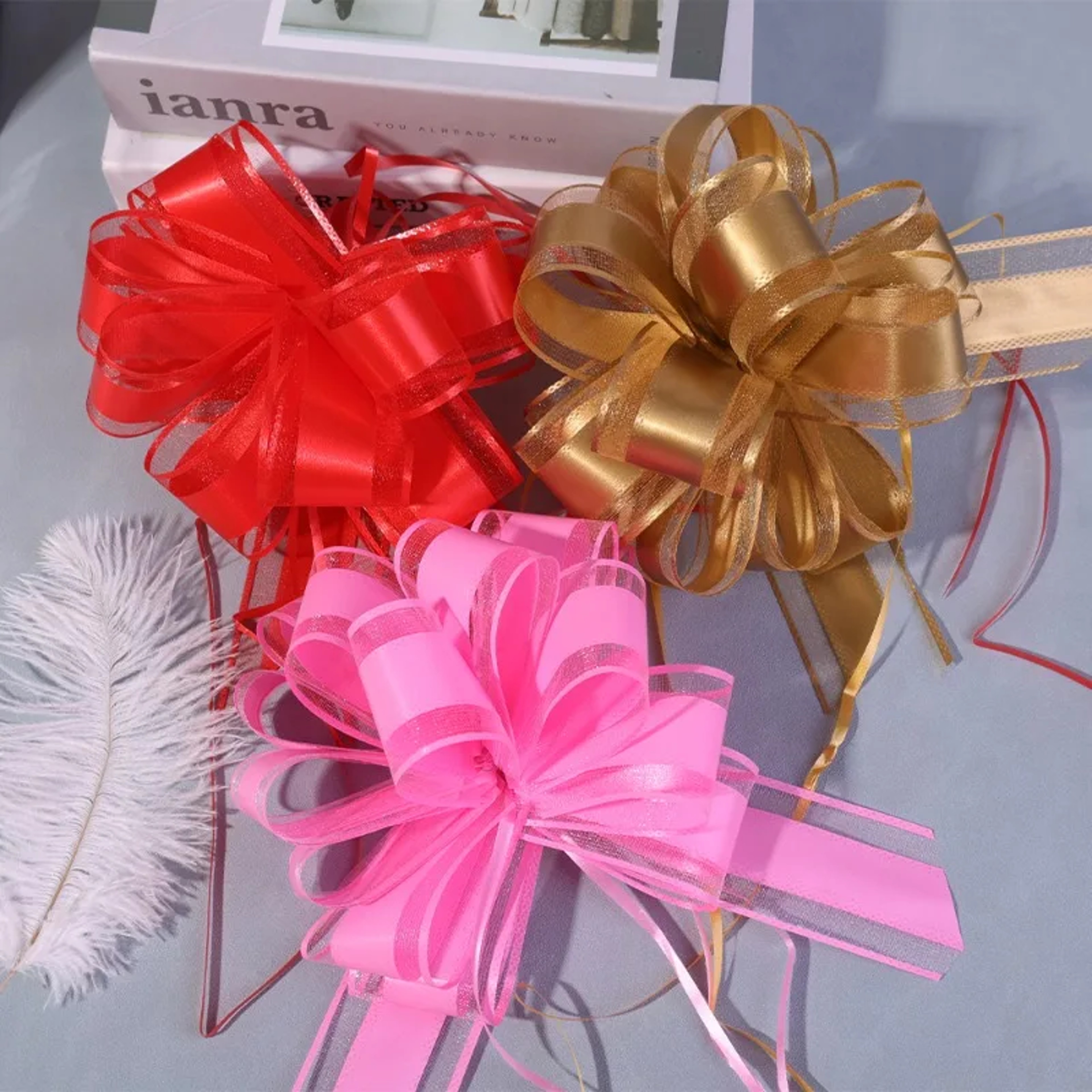 Christmas Pull Bows Vibrant Gift Wrapping Knot Ribbons for Holiday Birthday Party Decorations – view 2