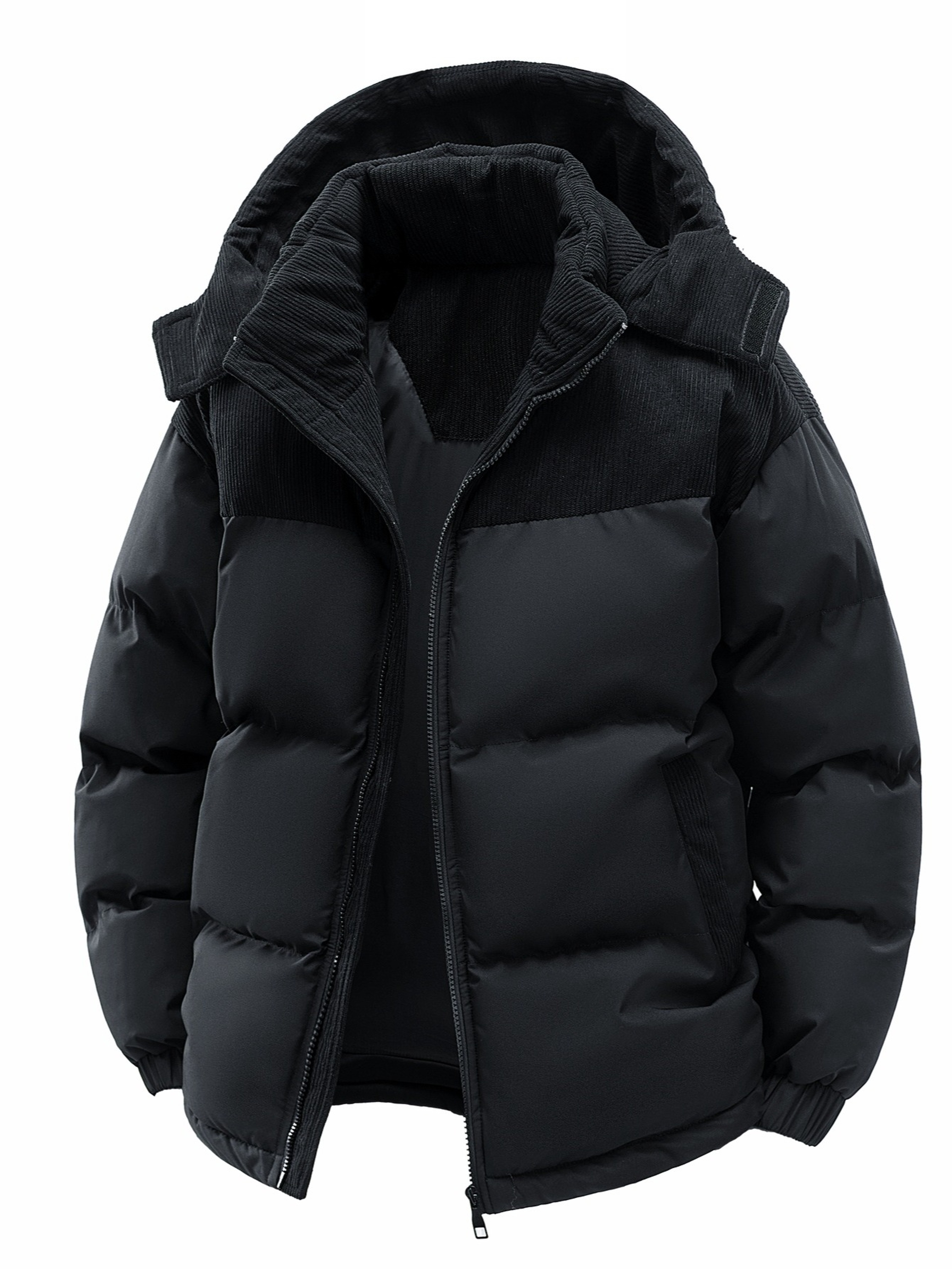 Mens Hooded Cotton Jacket Warm Cold Resistant Windproof Outerwear 7