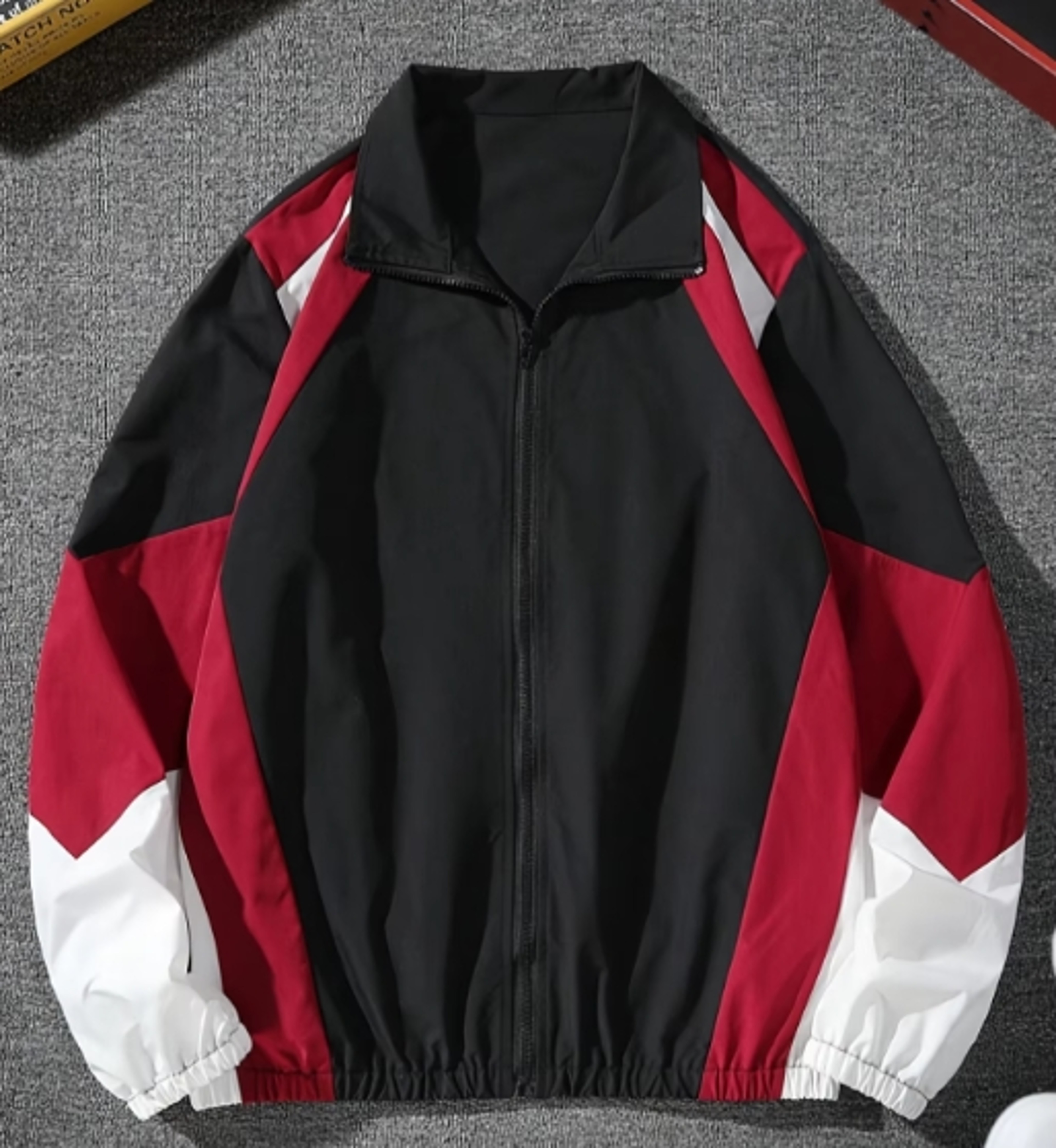 Mens Color Blocked Lightweight Zip Up Jacket with Stand Collar – view 1