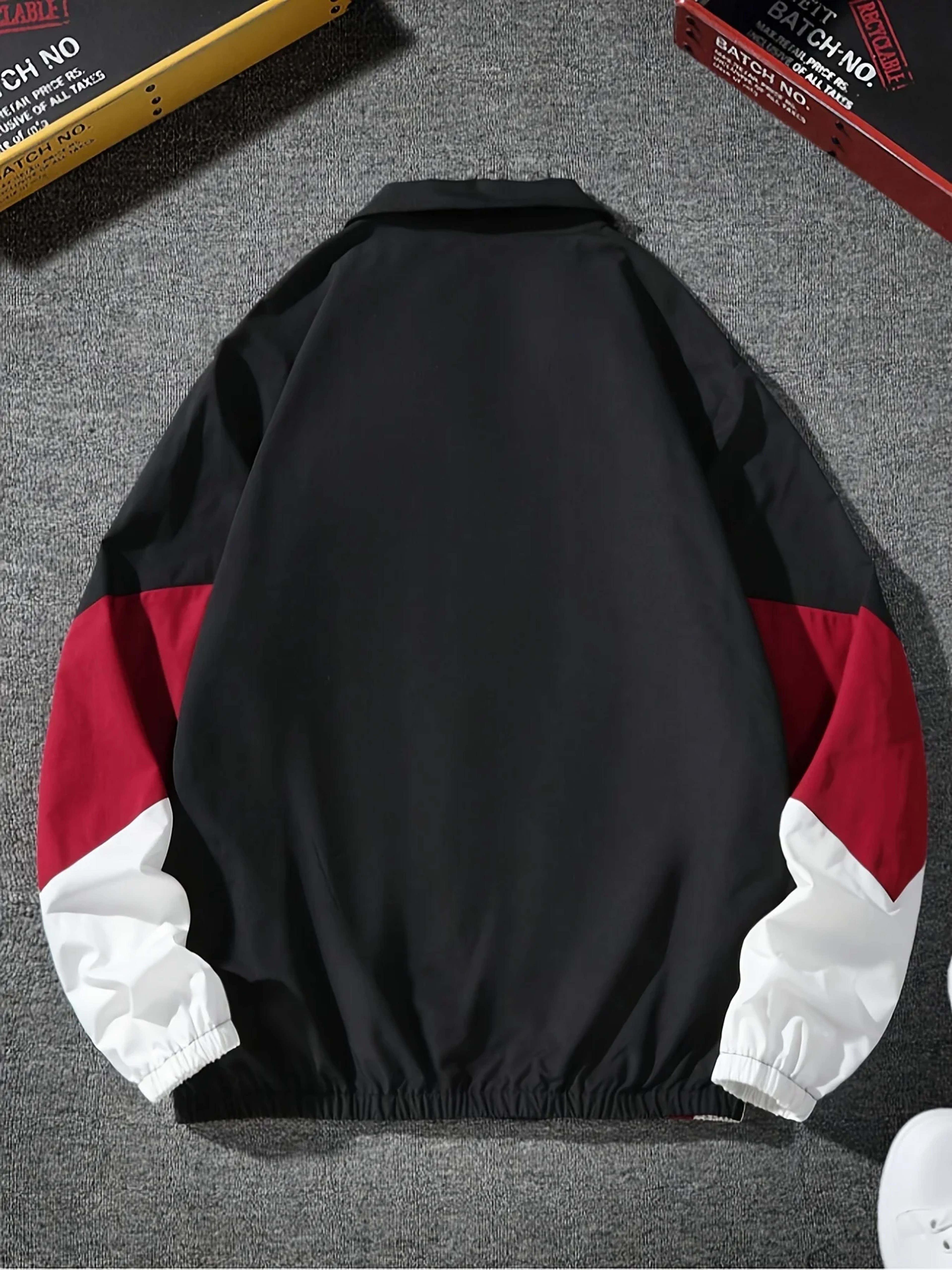 Mens Color Blocked Lightweight Zip Up Jacket with Stand Collar – view 2