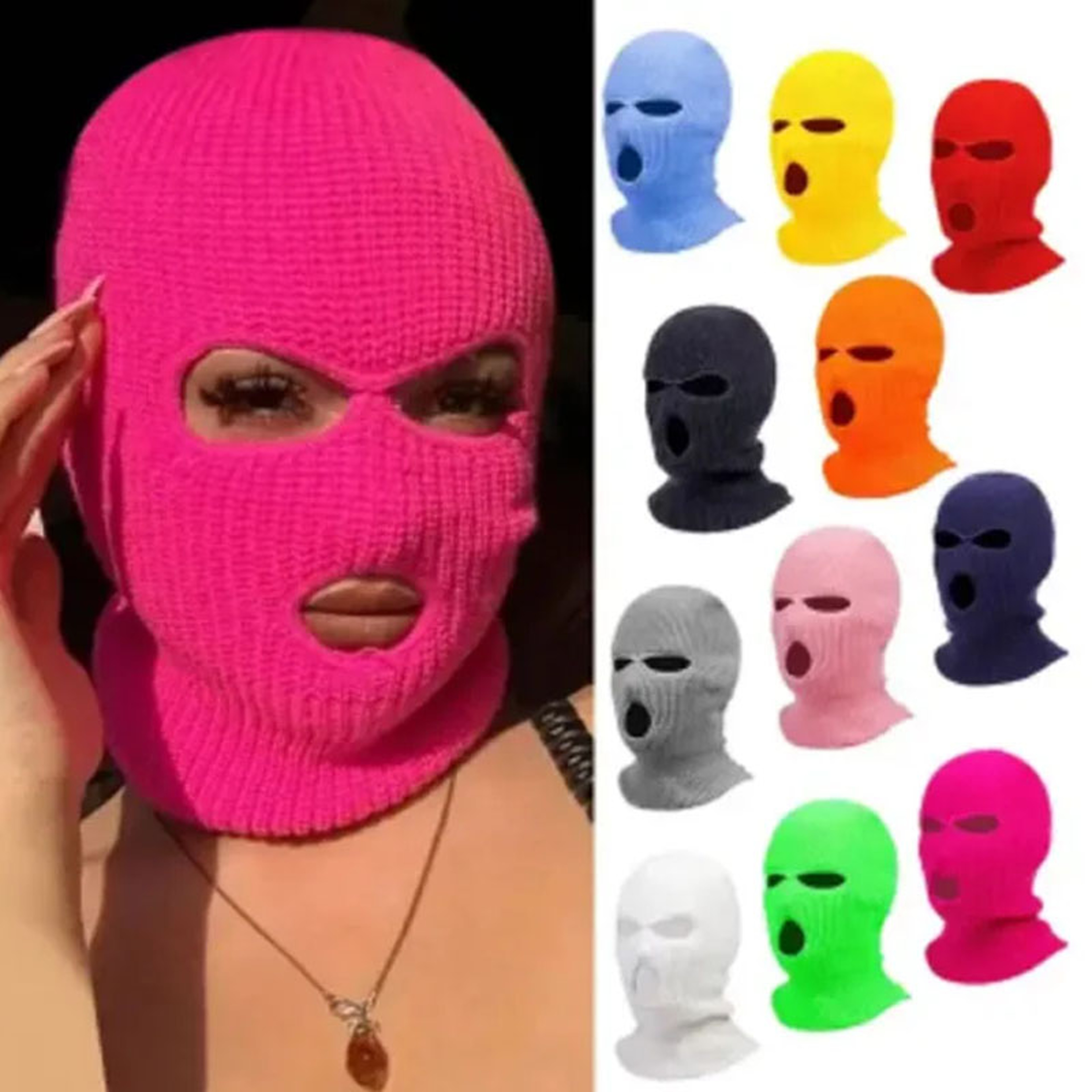 Knitted 3 Hole Ski Mask Windproof Full Face Balaclava Warm Winter Knit Hat – view 1