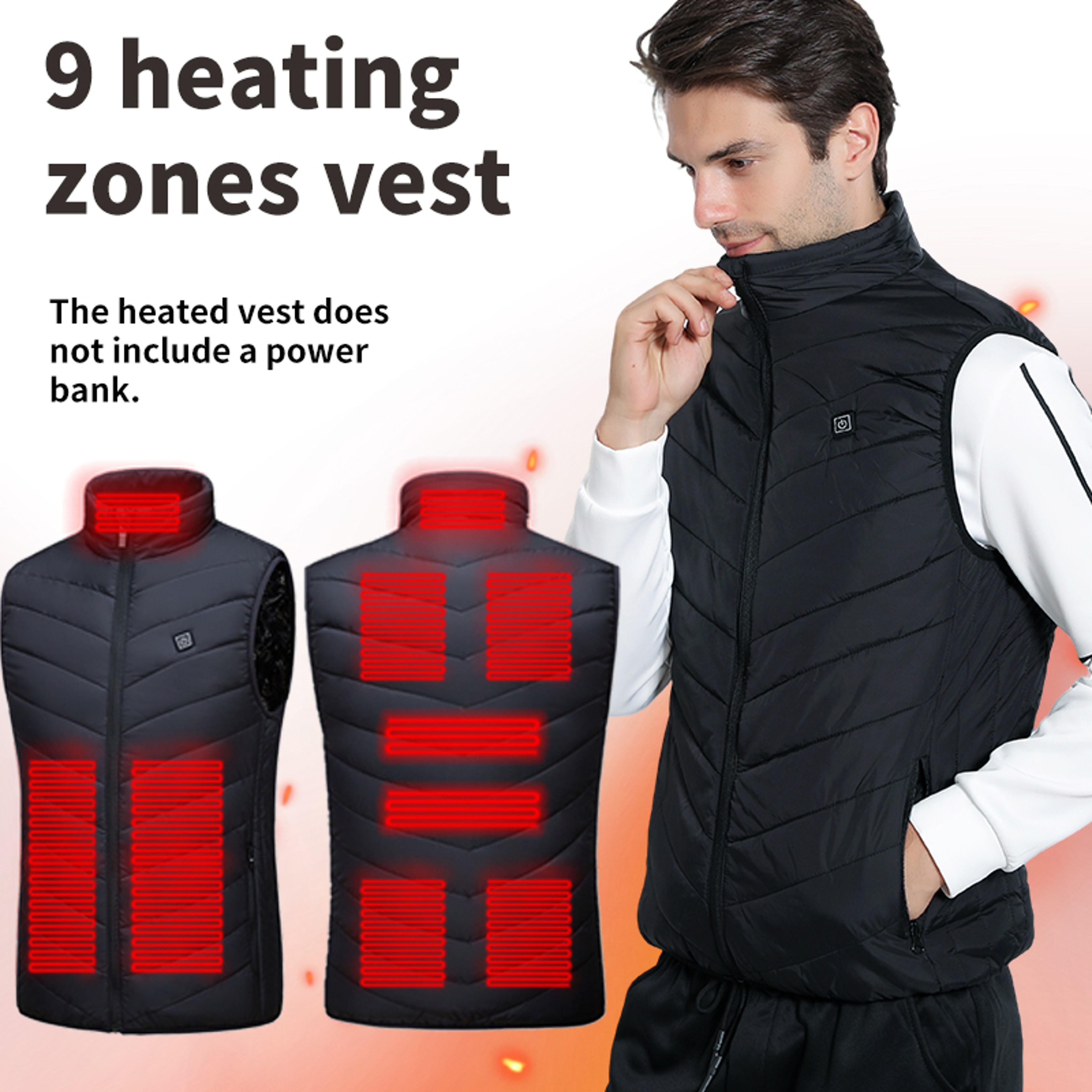Men Smart Heated Vest USB Powered Winter Warm Jacket Vest Outdoor Casual 0