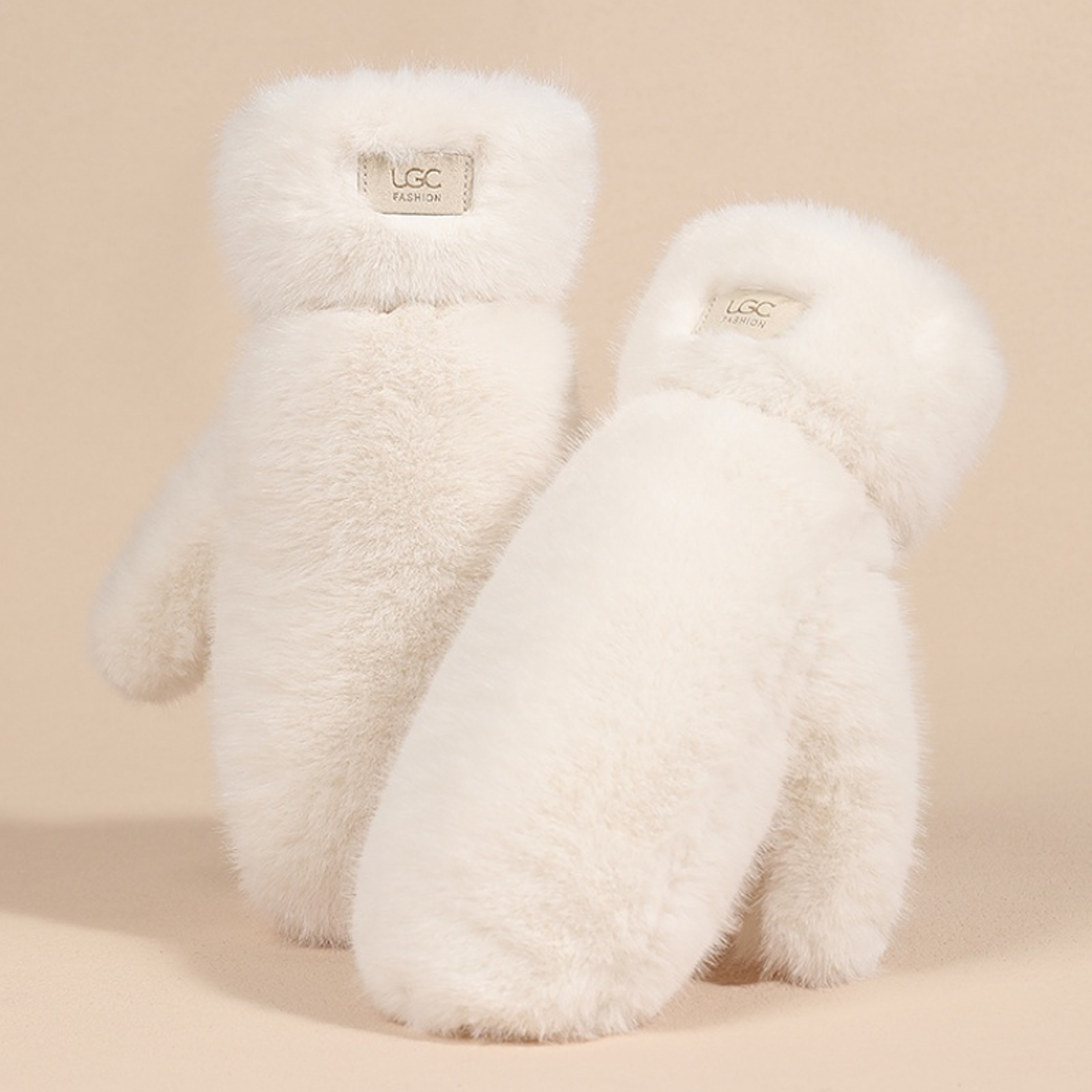 Women Winter Plush Gloves Windproof Thick Warm Faux Fur Mittens Wrist Length – view 7