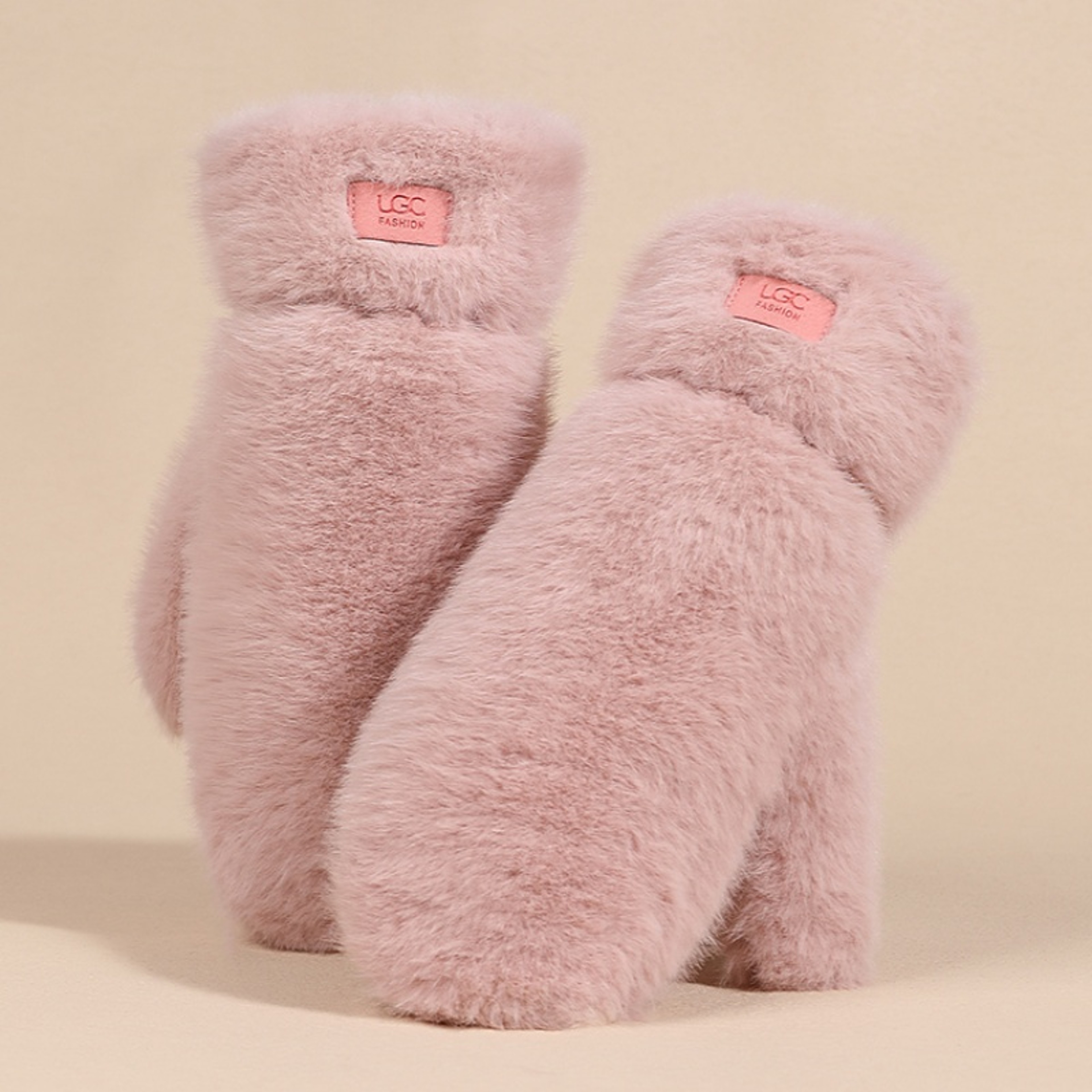 Women Winter Plush Gloves Windproof Thick Warm Faux Fur Mittens Wrist Length – view 12