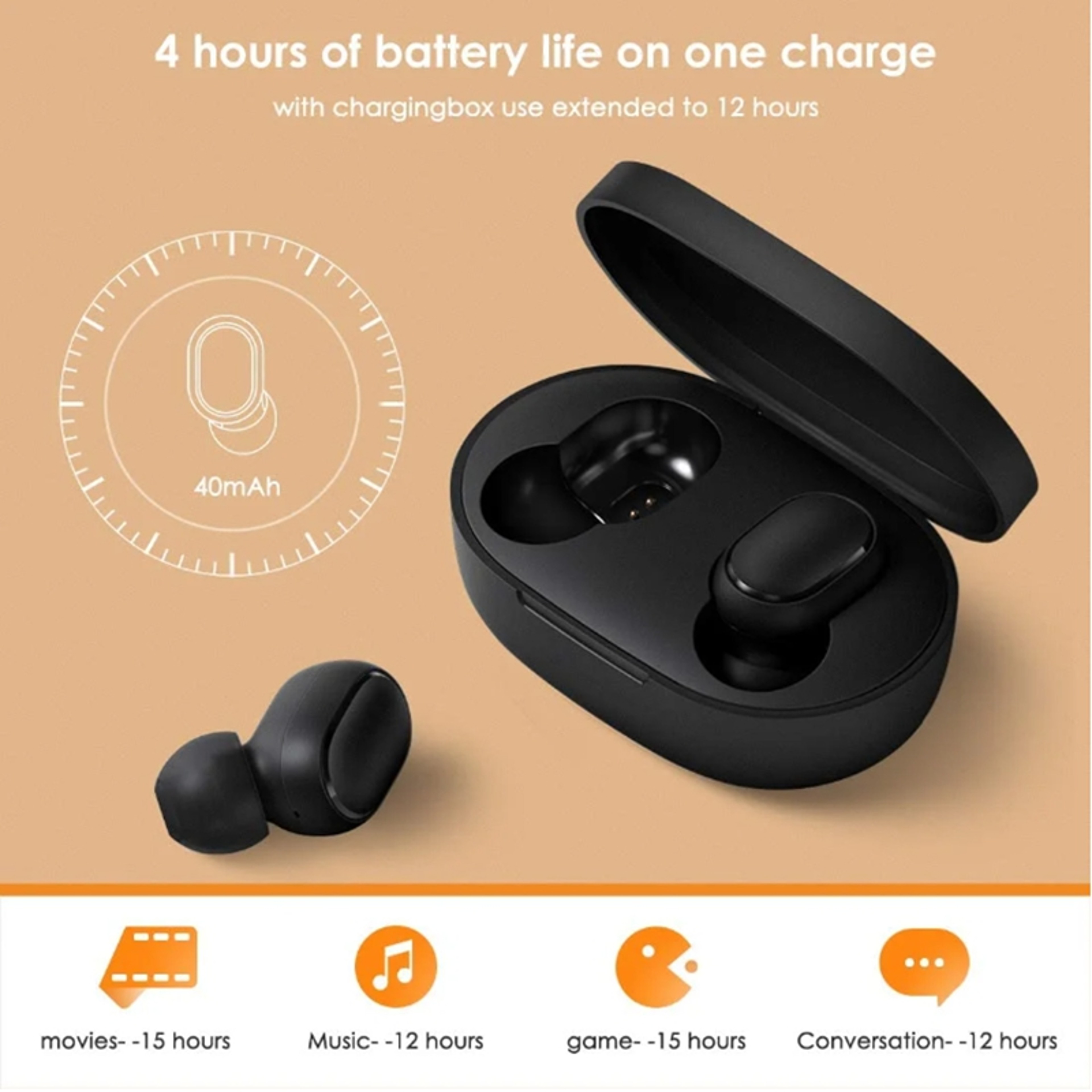 Wireless Bluetooth Earbuds With Microphone Touch Controls And Charging Case 1