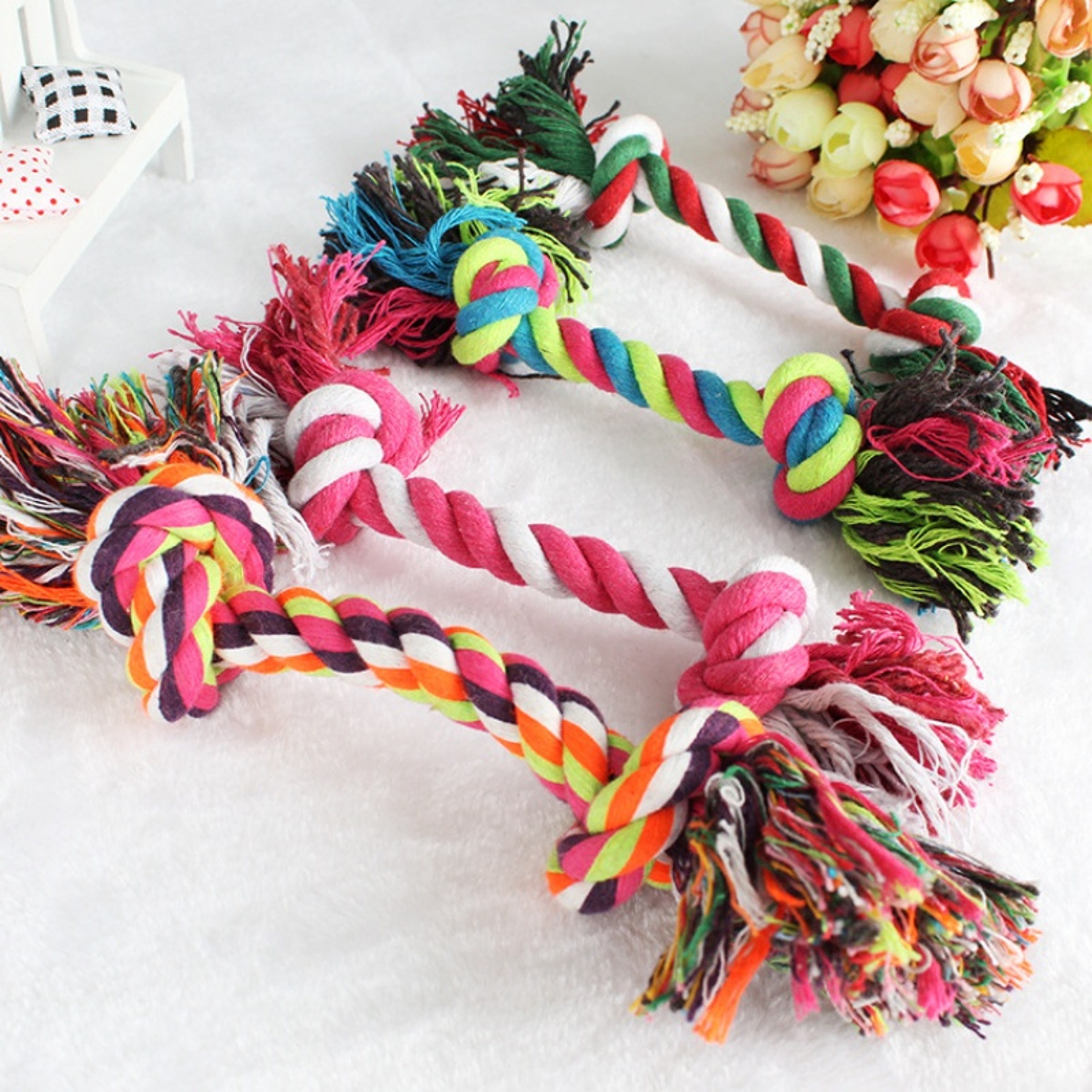 Linen Double Knot Dog Chew Rope Toy – view 2