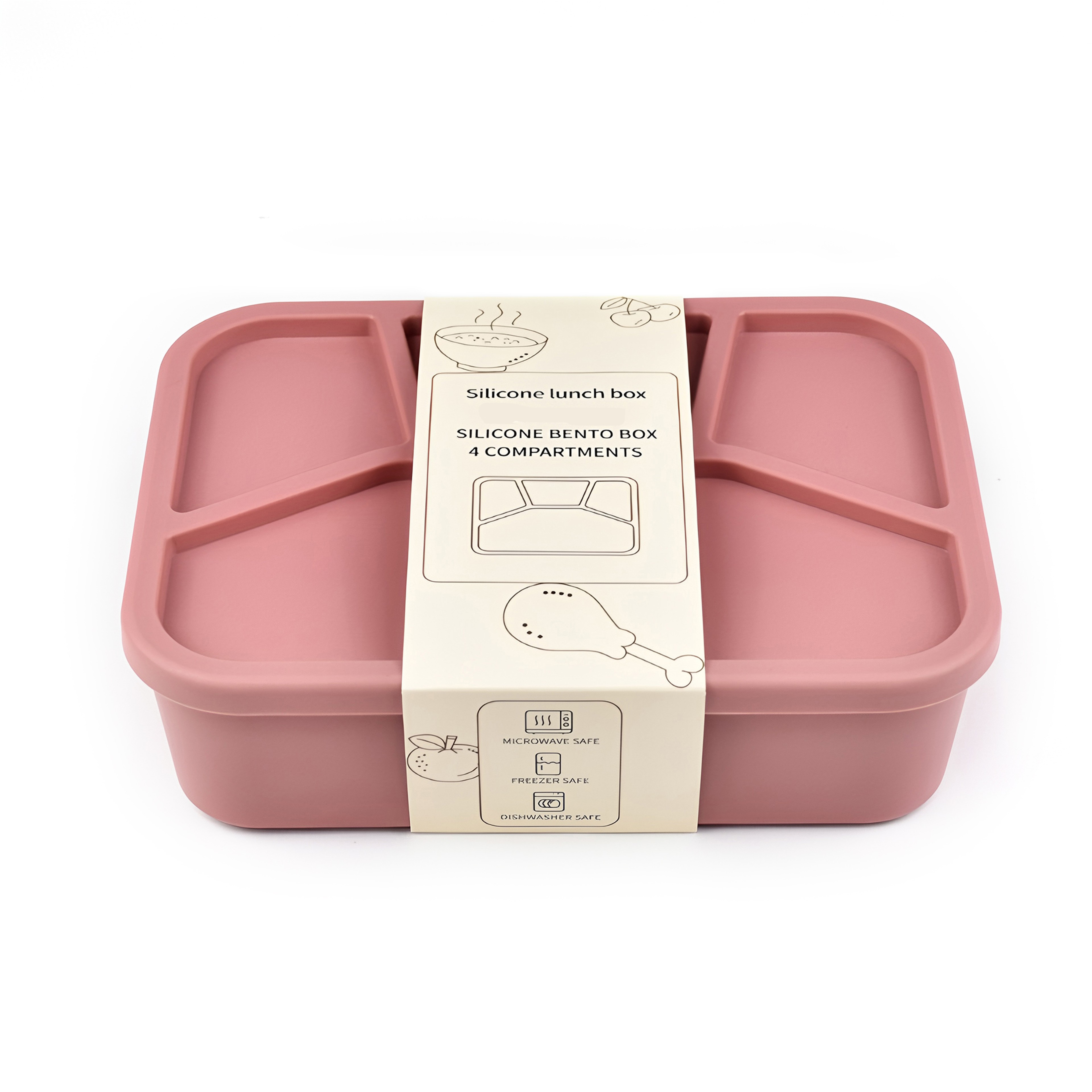 Four Compartment Silicone Bento Box Leakproof Microwavable Lunch Container – view 8