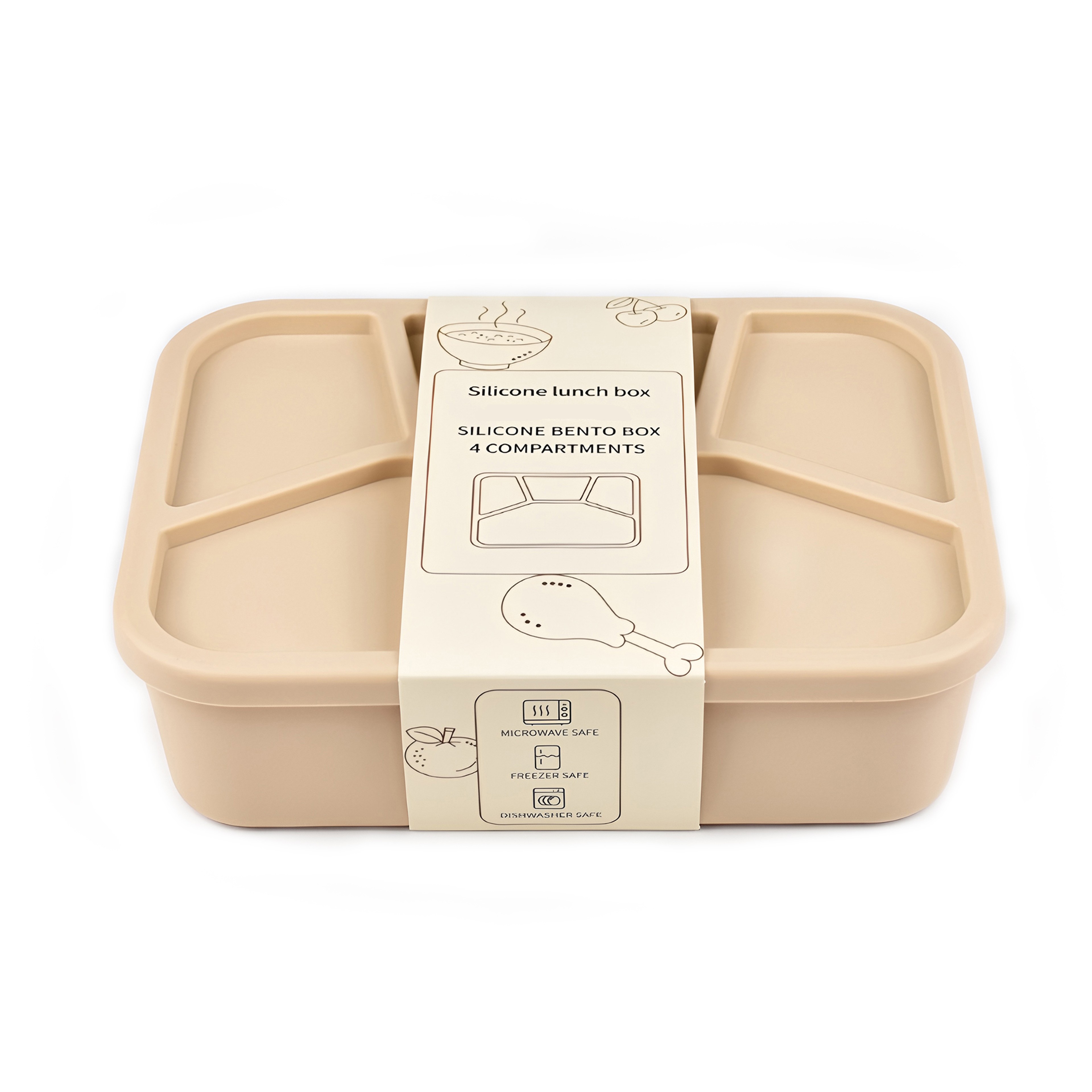 Four Compartment Silicone Bento Box Leakproof Microwavable Lunch Container – view 9