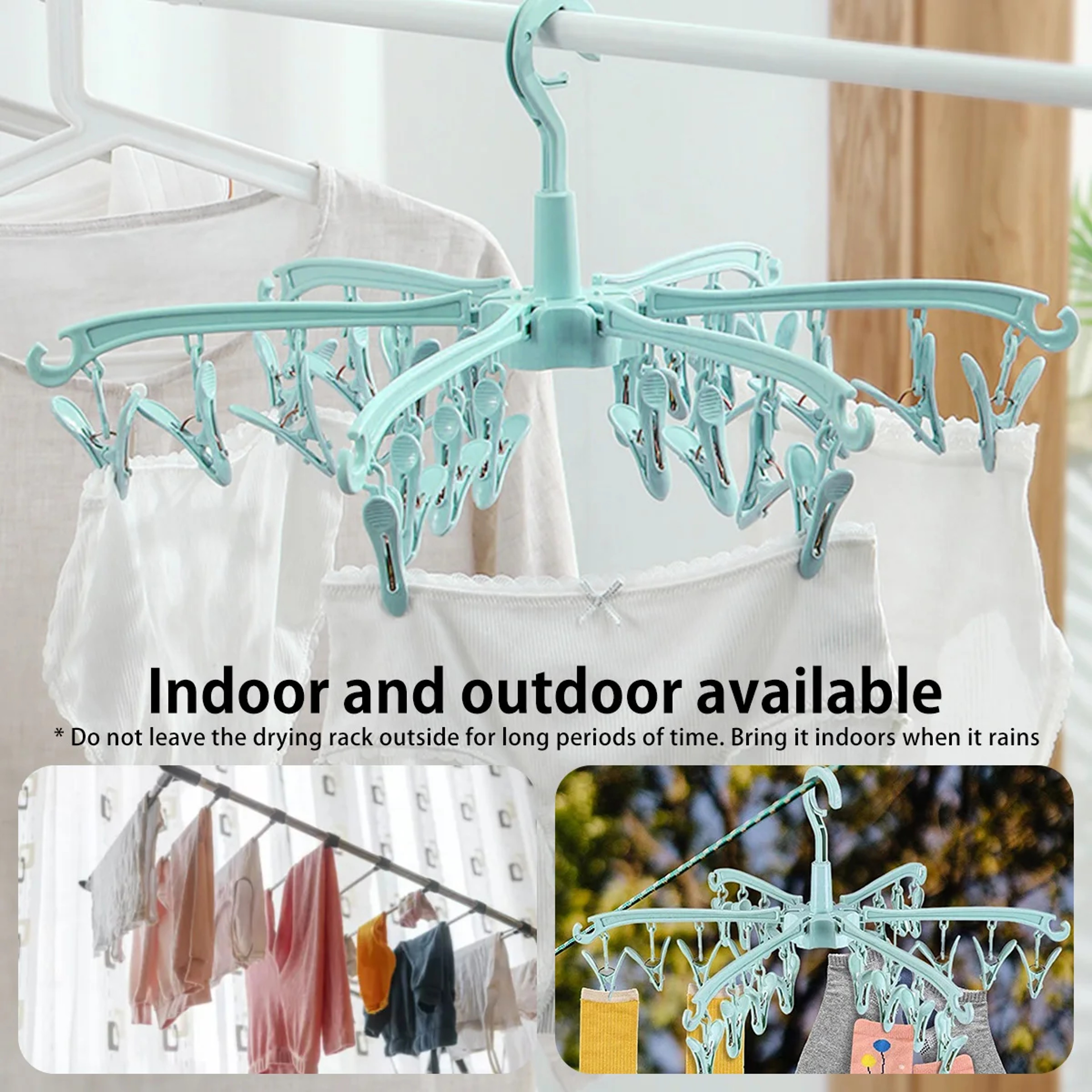 Folding Laundry Drying Rack with Rotatable Extendable Hanger – view 2