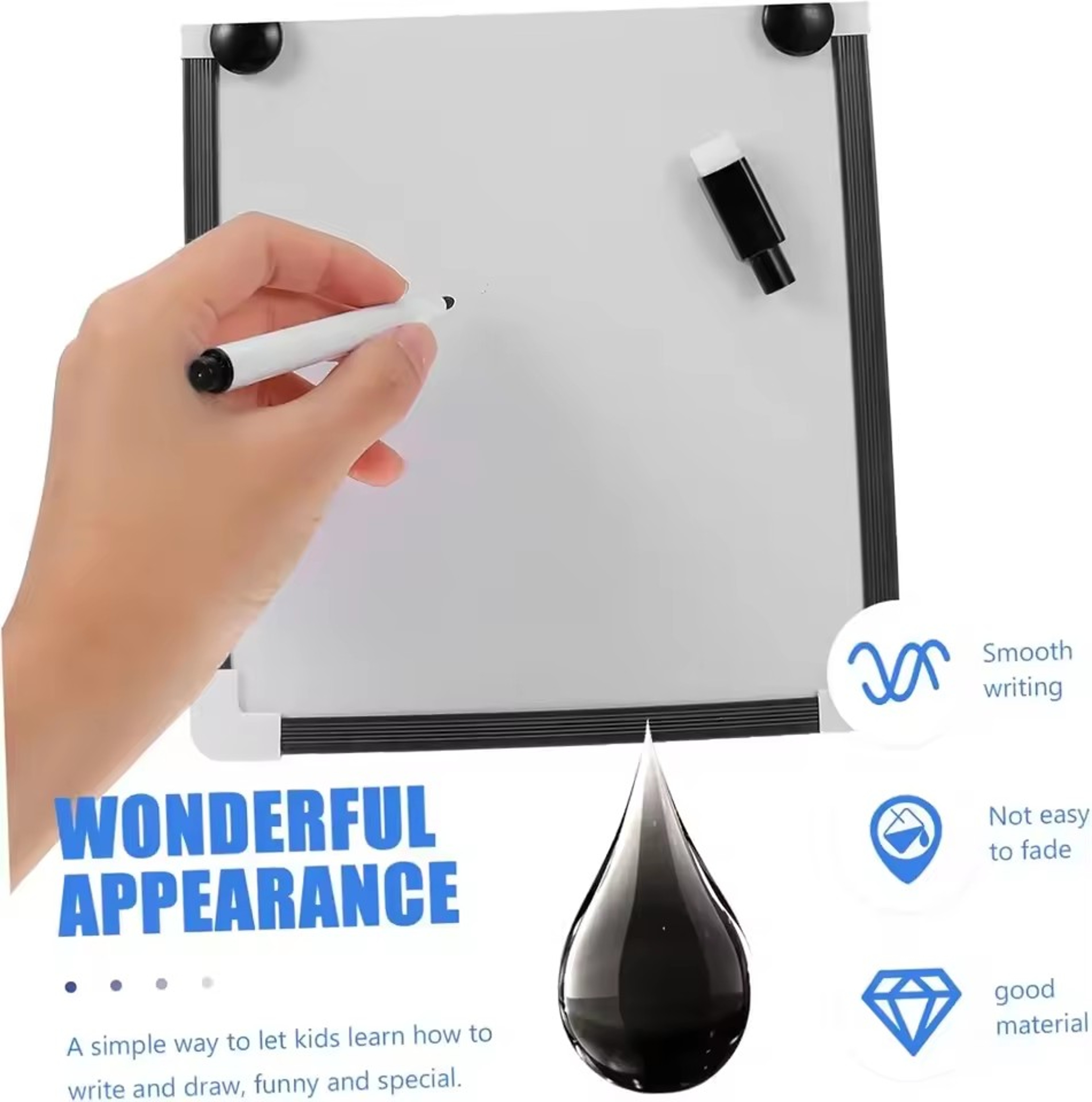 Magnetic Black Dry Erase Markers With Eraser Caps 1
