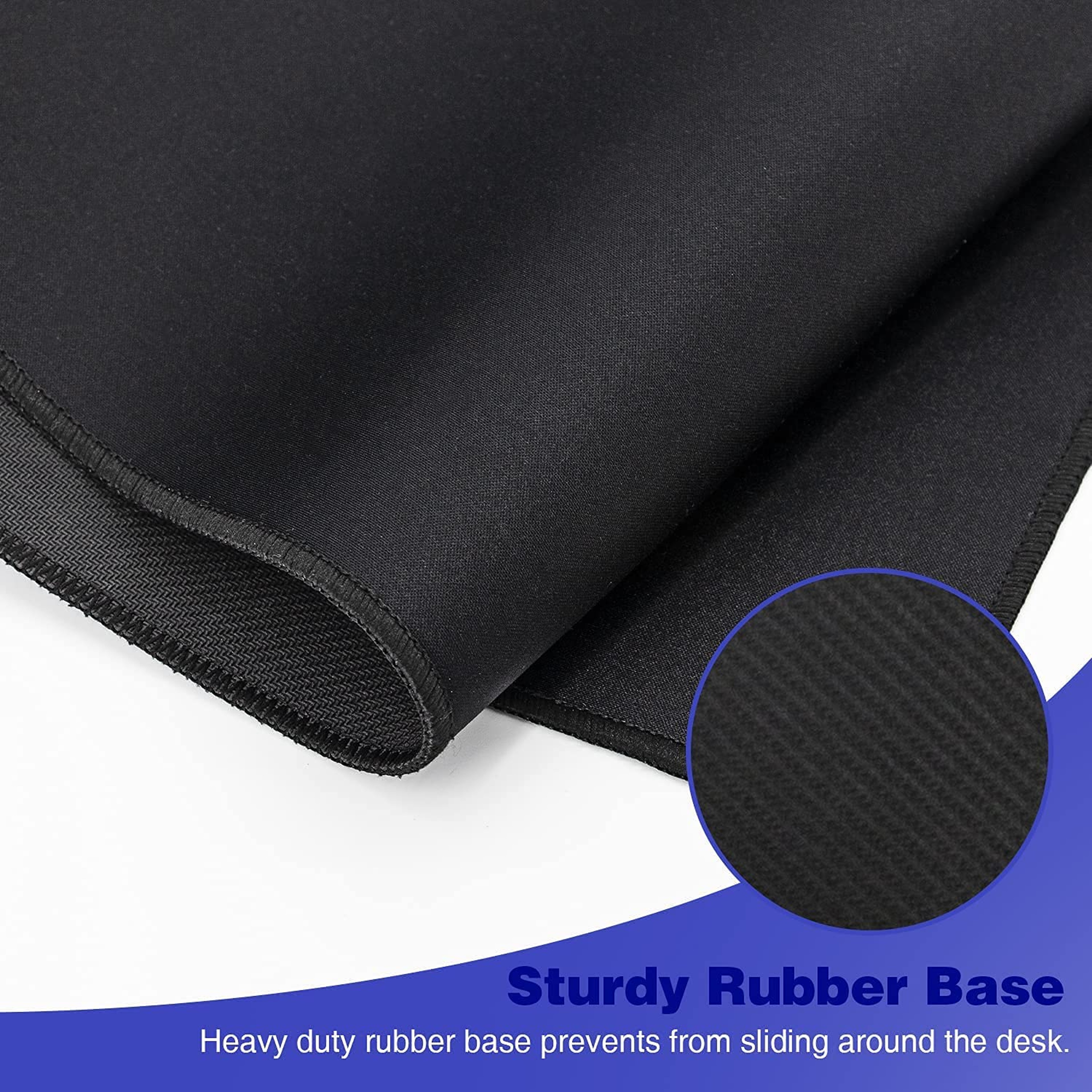 Extended Black Non Slip Rubber Mouse Pad With Stitched Edge For Desk 4