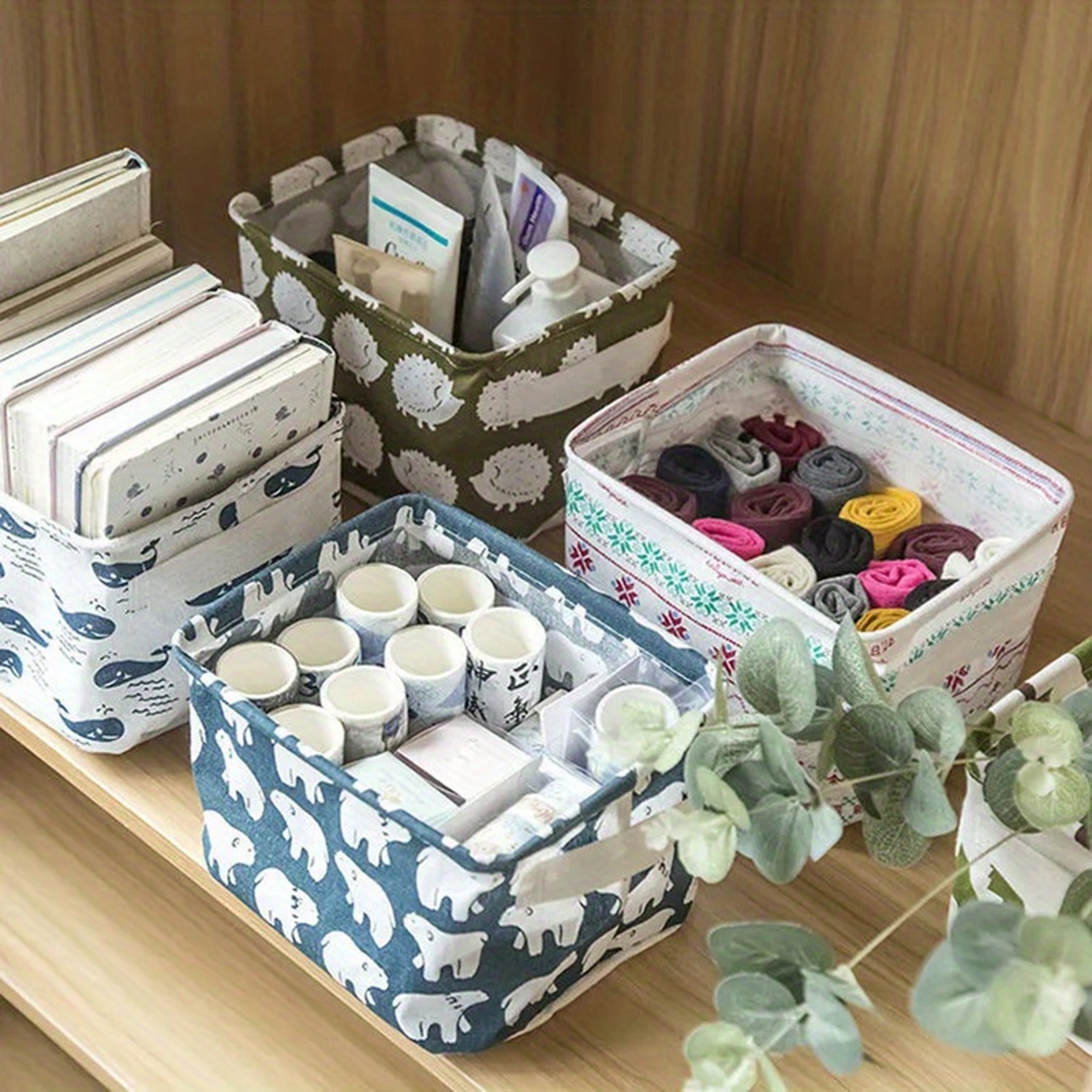 Foldable Fabric Storage Basket with Handle Washable Laundry Organizer – view 3