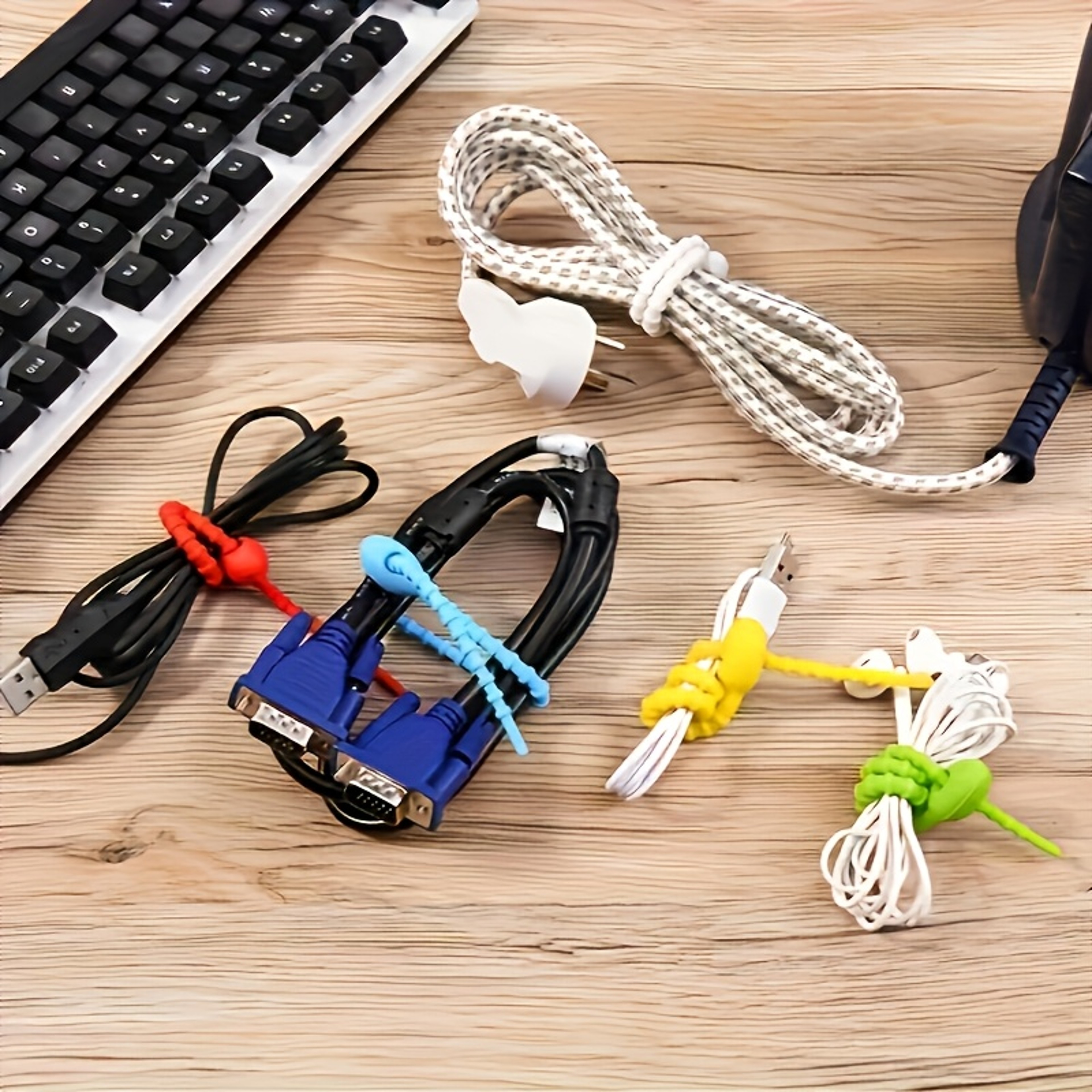 Silicone Reusable Cable Organizer Bag Ties and Multi Functional Wire Management Clips – view 4