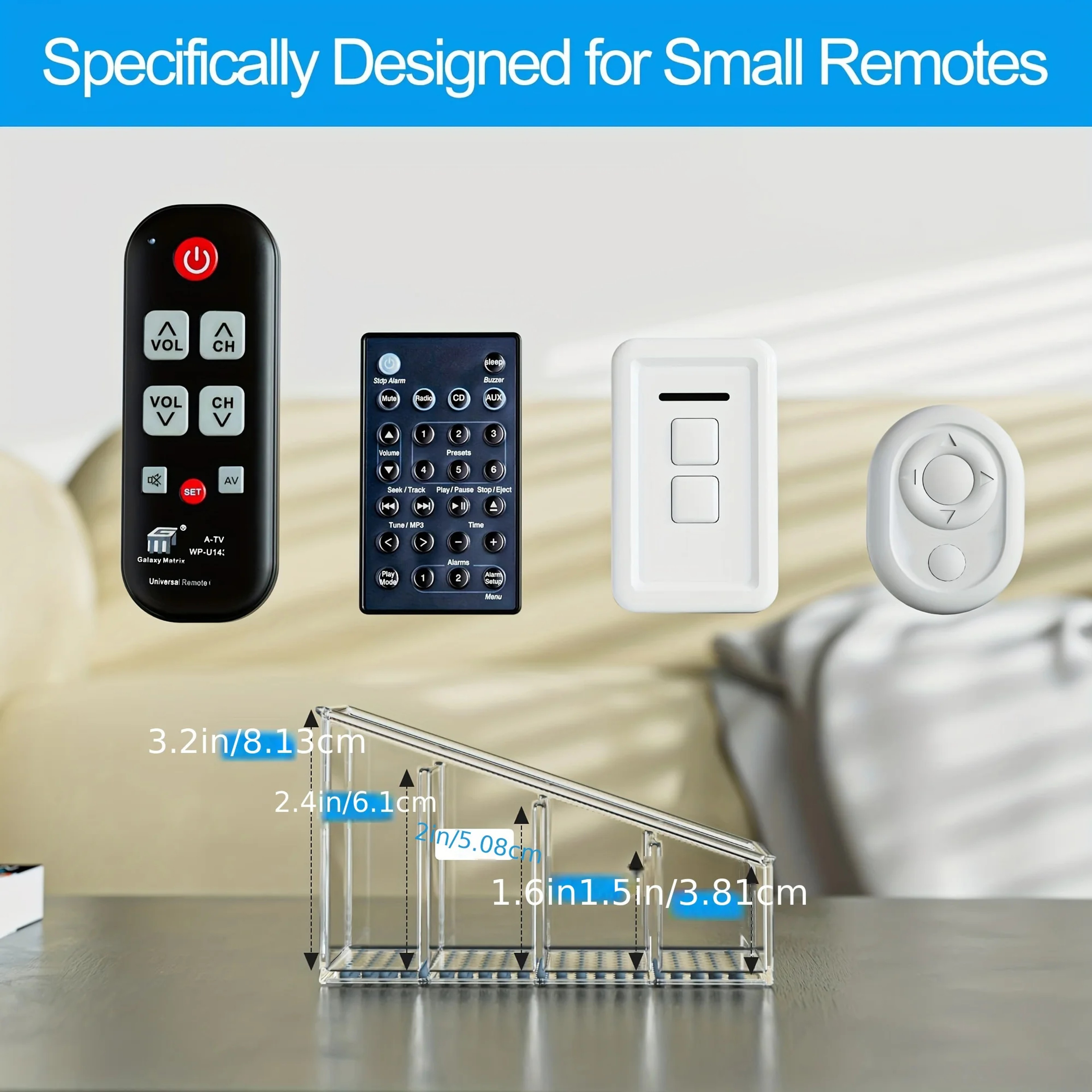 Four Compartment Clear Plastic Remote Control Holder and Desk Organizer – view 5