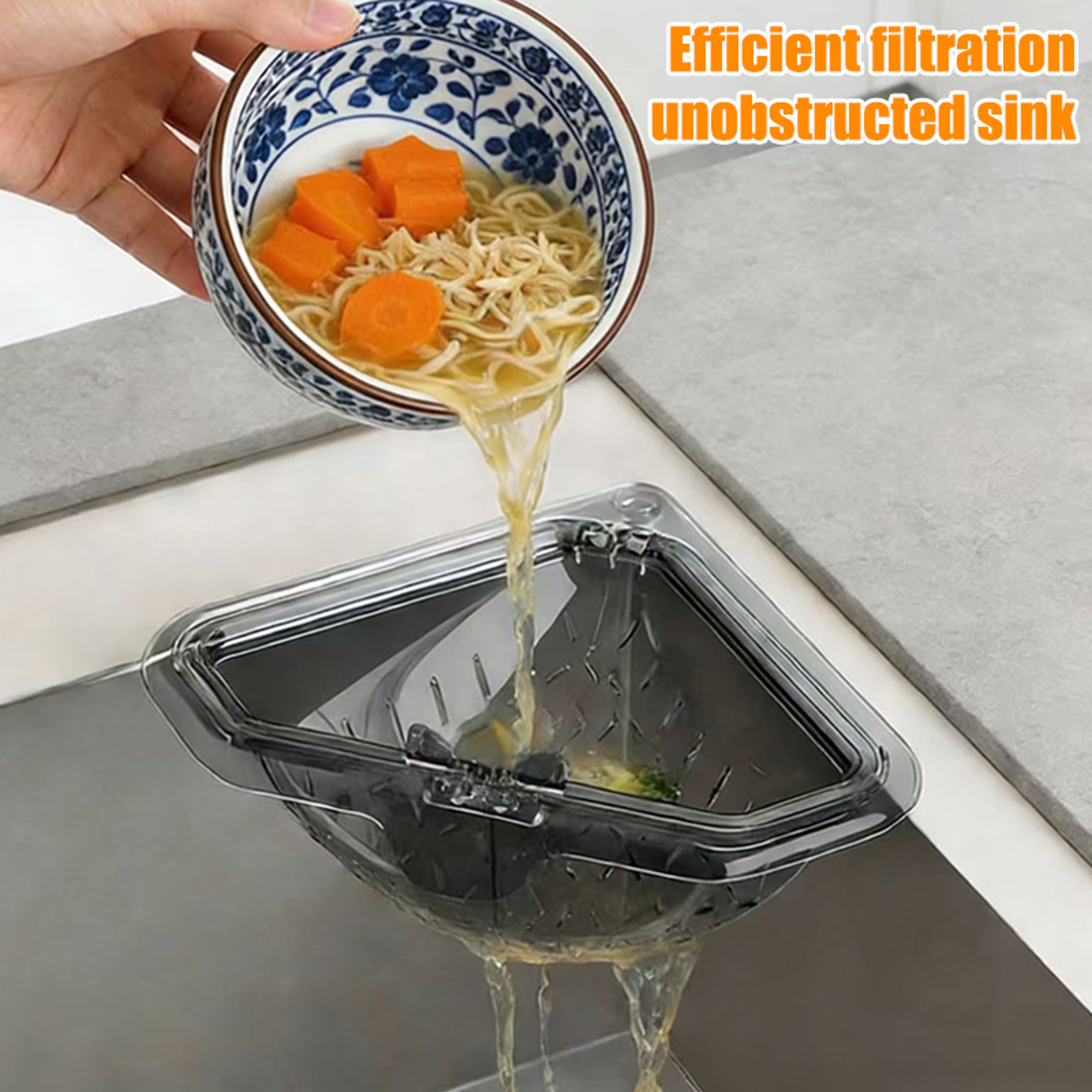 Magnetic Triangular Kitchen Sink Strainer Basket for Food Waste Collection – view 2