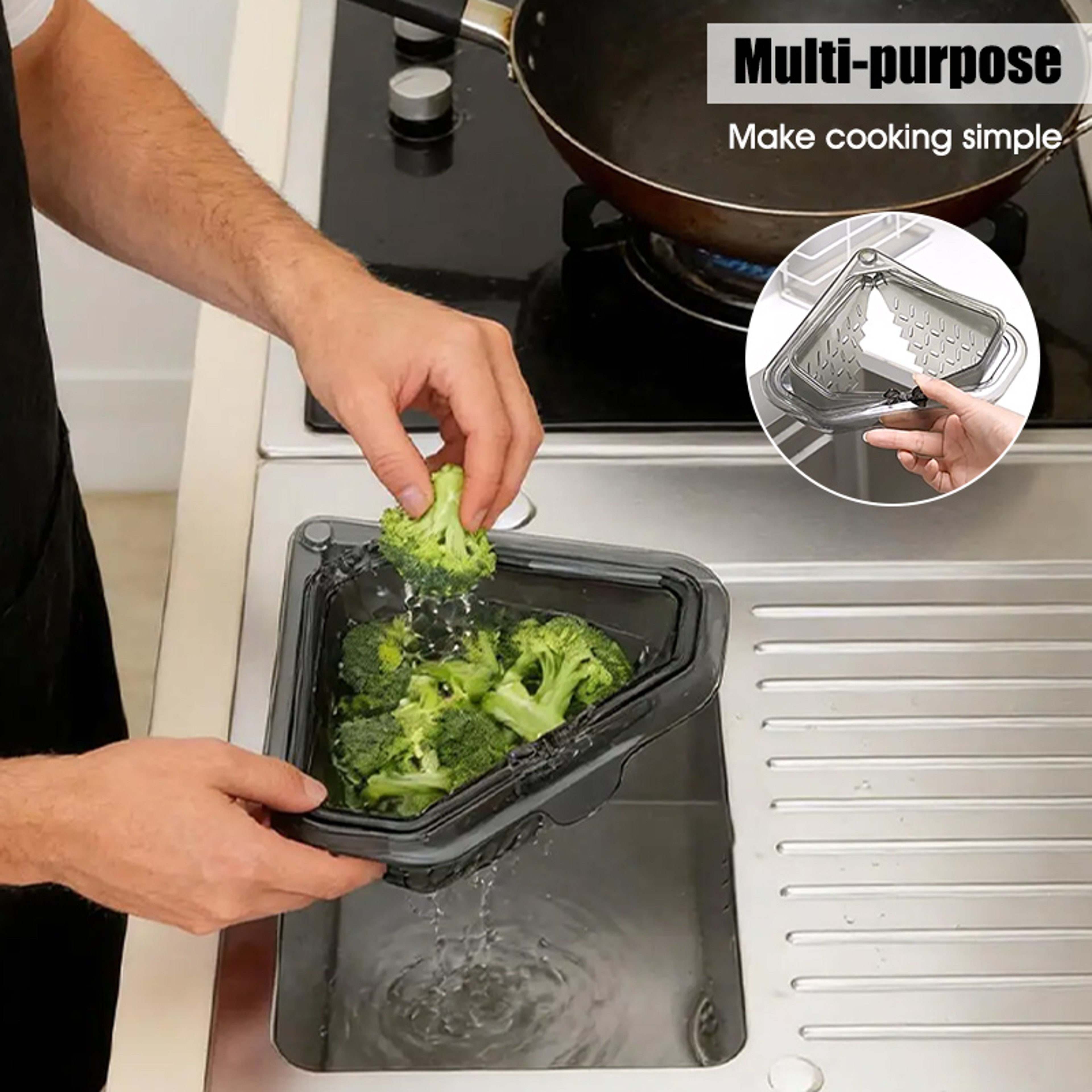 Magnetic Triangular Kitchen Sink Strainer Basket for Food Waste Collection – view 3