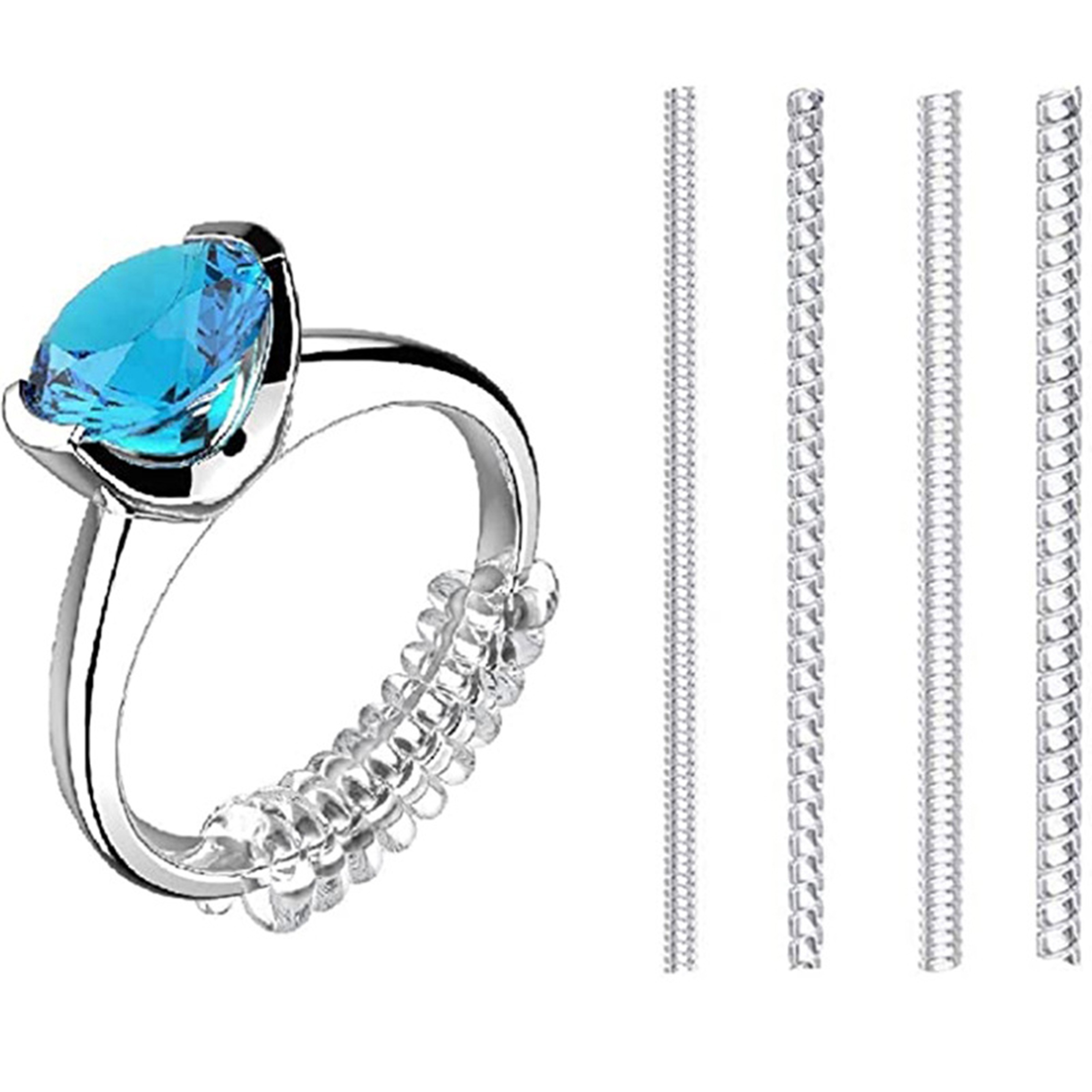 Clear Invisible Ring Size Adjuster Four Piece Spiral Ring Sizer Set for Loose Rings – view 1