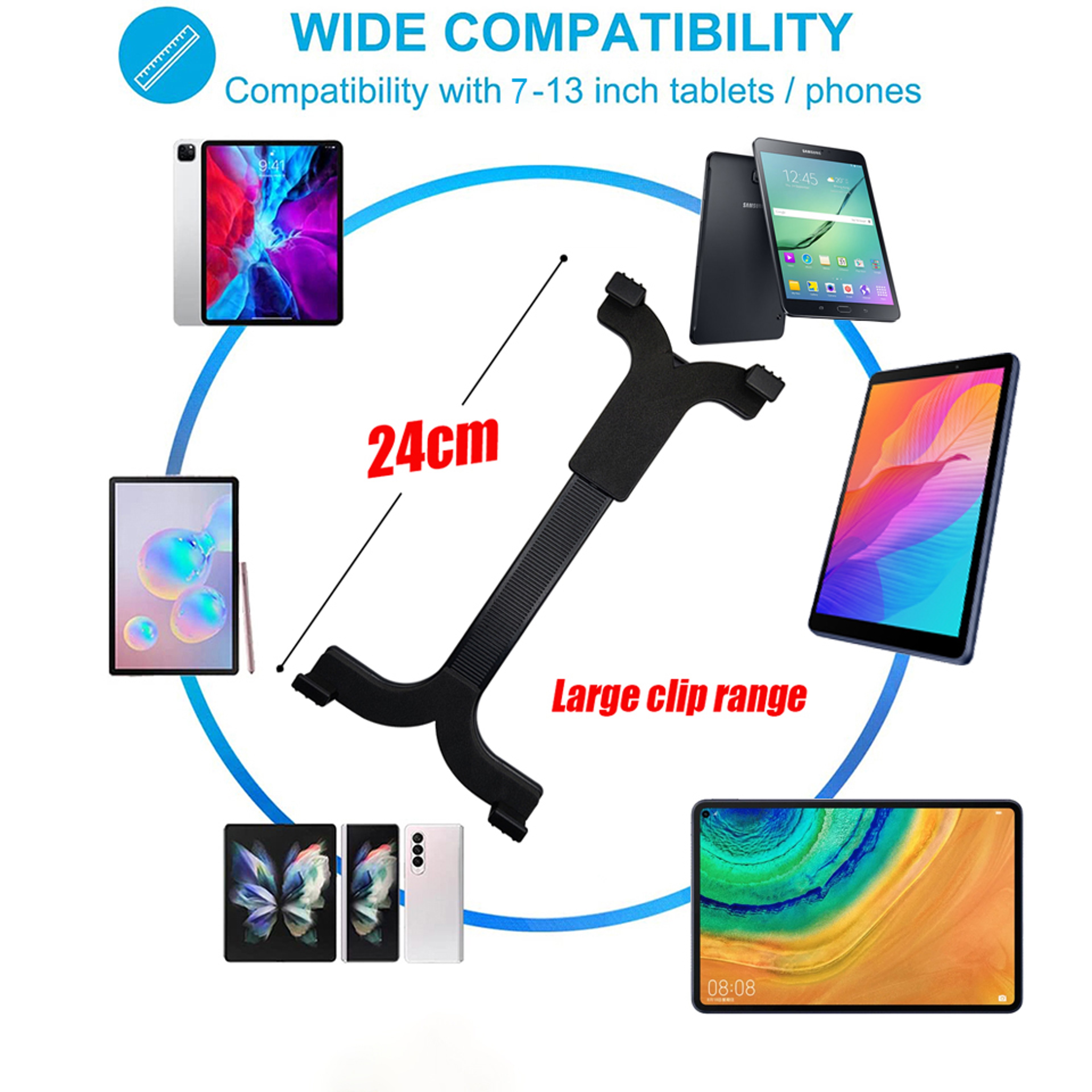 Long Arm Car Tablet Holder With Suction Cup Mount For Tablets 5
