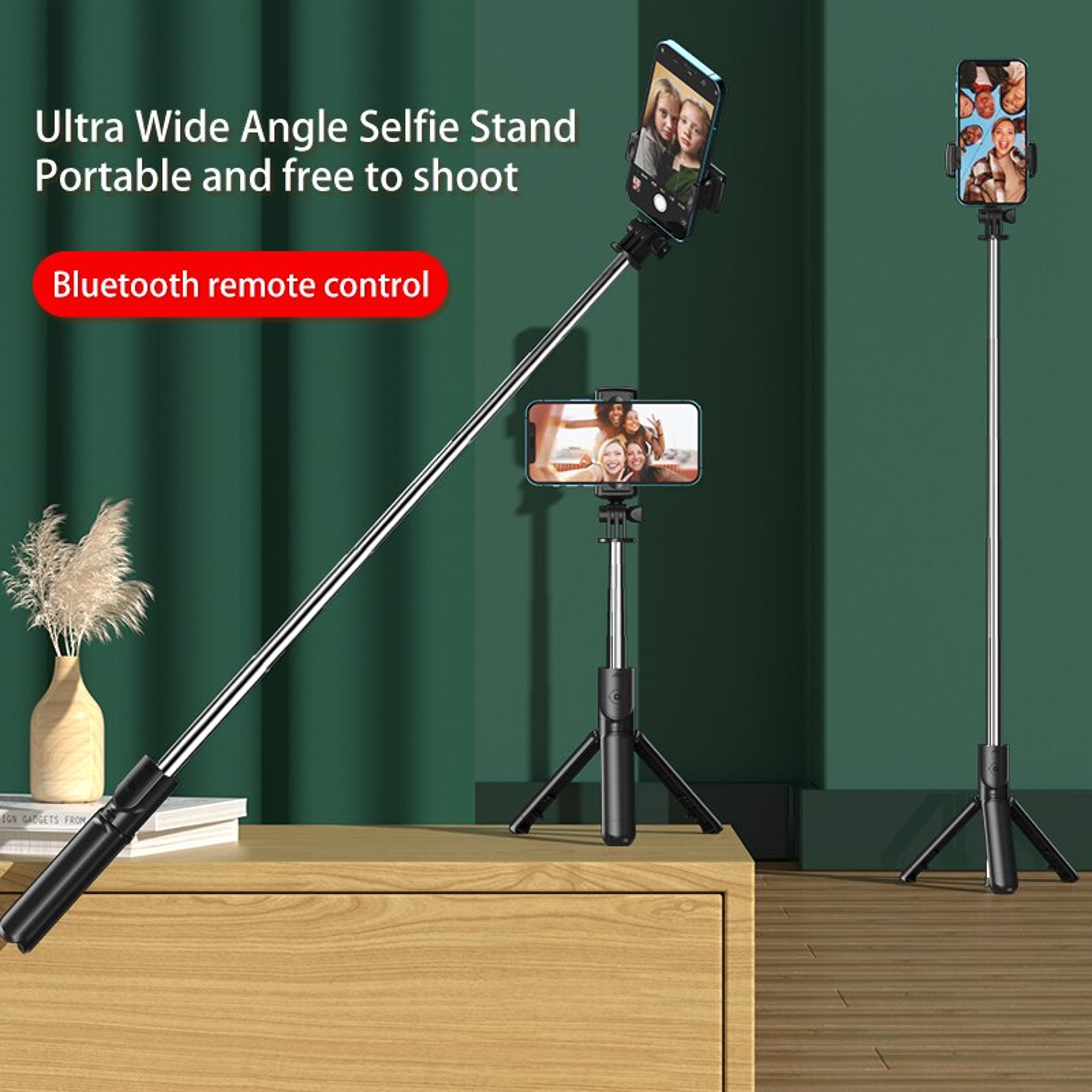Bluetooth Selfie Stick Tripod with Wireless Remote and Extendable Phone Holder – view 2