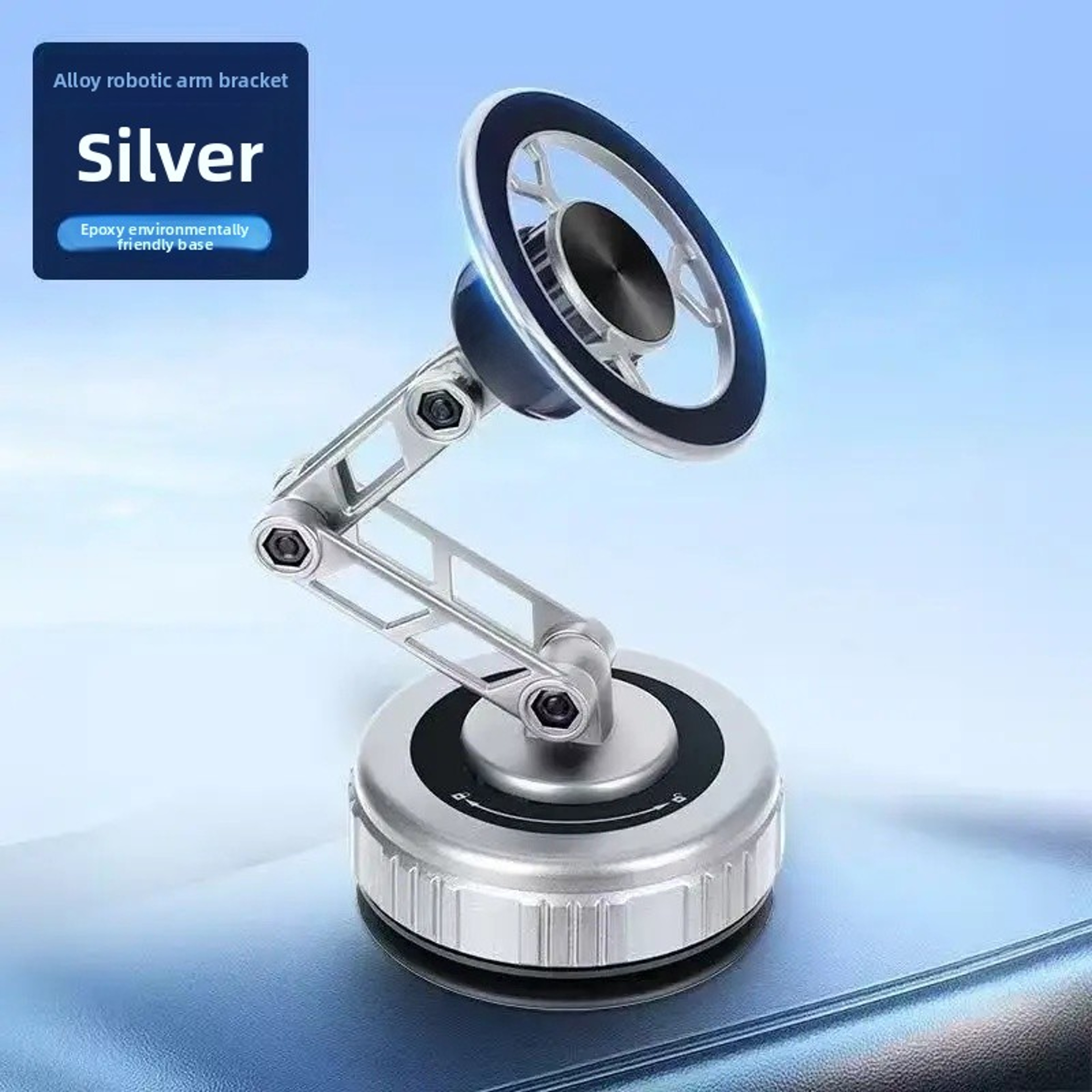 Rotating Car Phone Holder with Foldable Adjustable Arm and Magnetic Mount – view 8