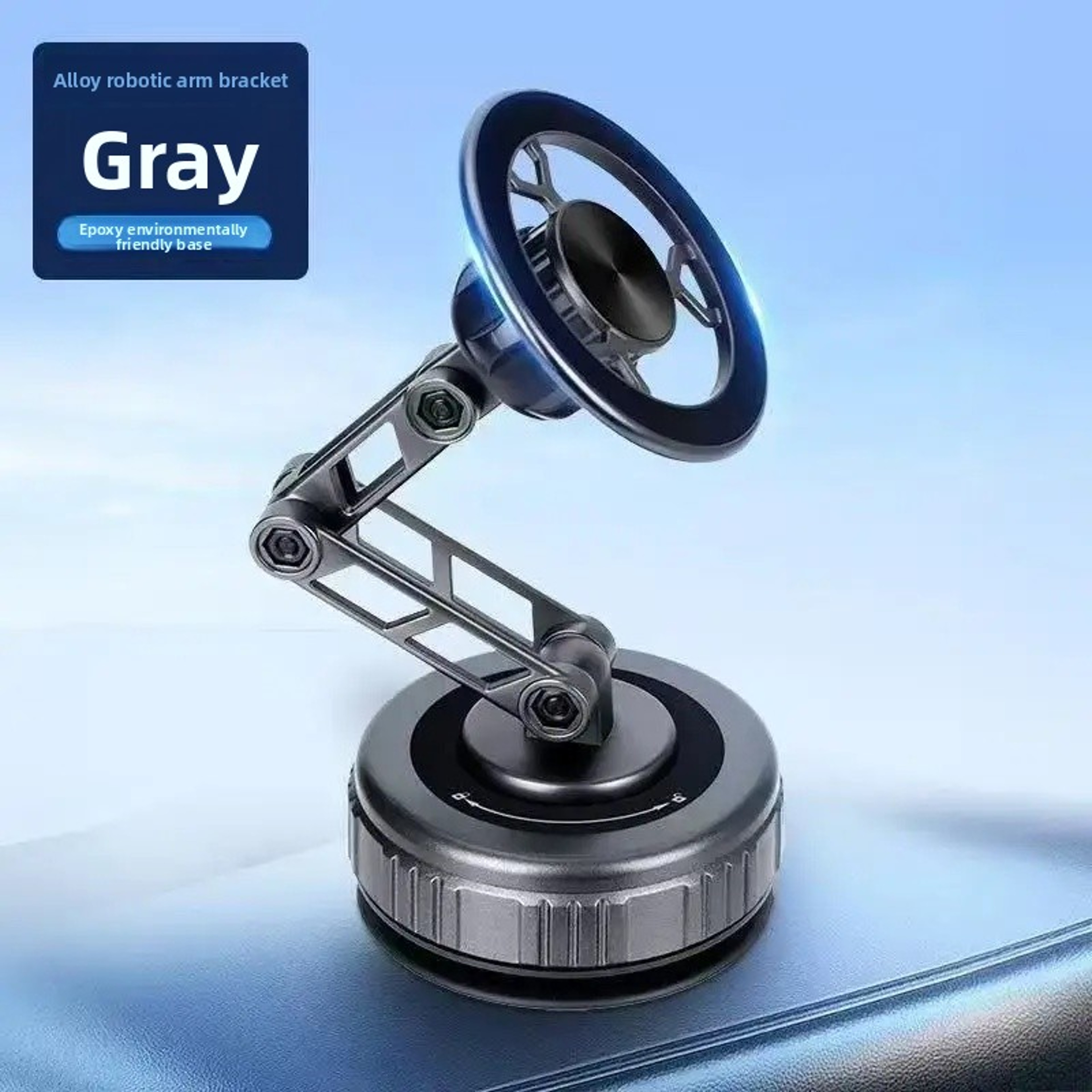 Rotating Car Phone Holder with Foldable Adjustable Arm and Magnetic Mount – view 7