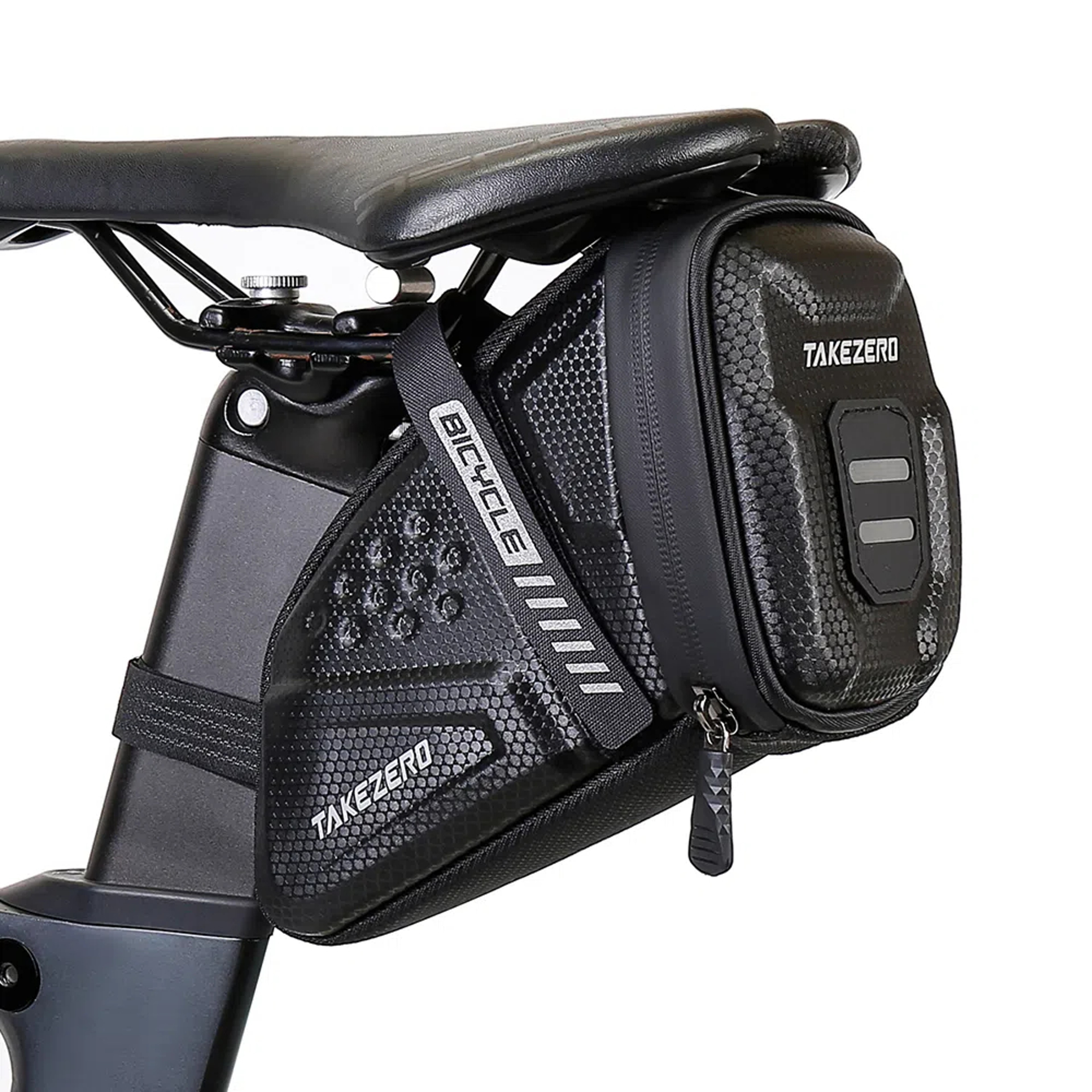 Waterproof Bicycle Saddle Bag With Reflective Details And Rear Storage 0