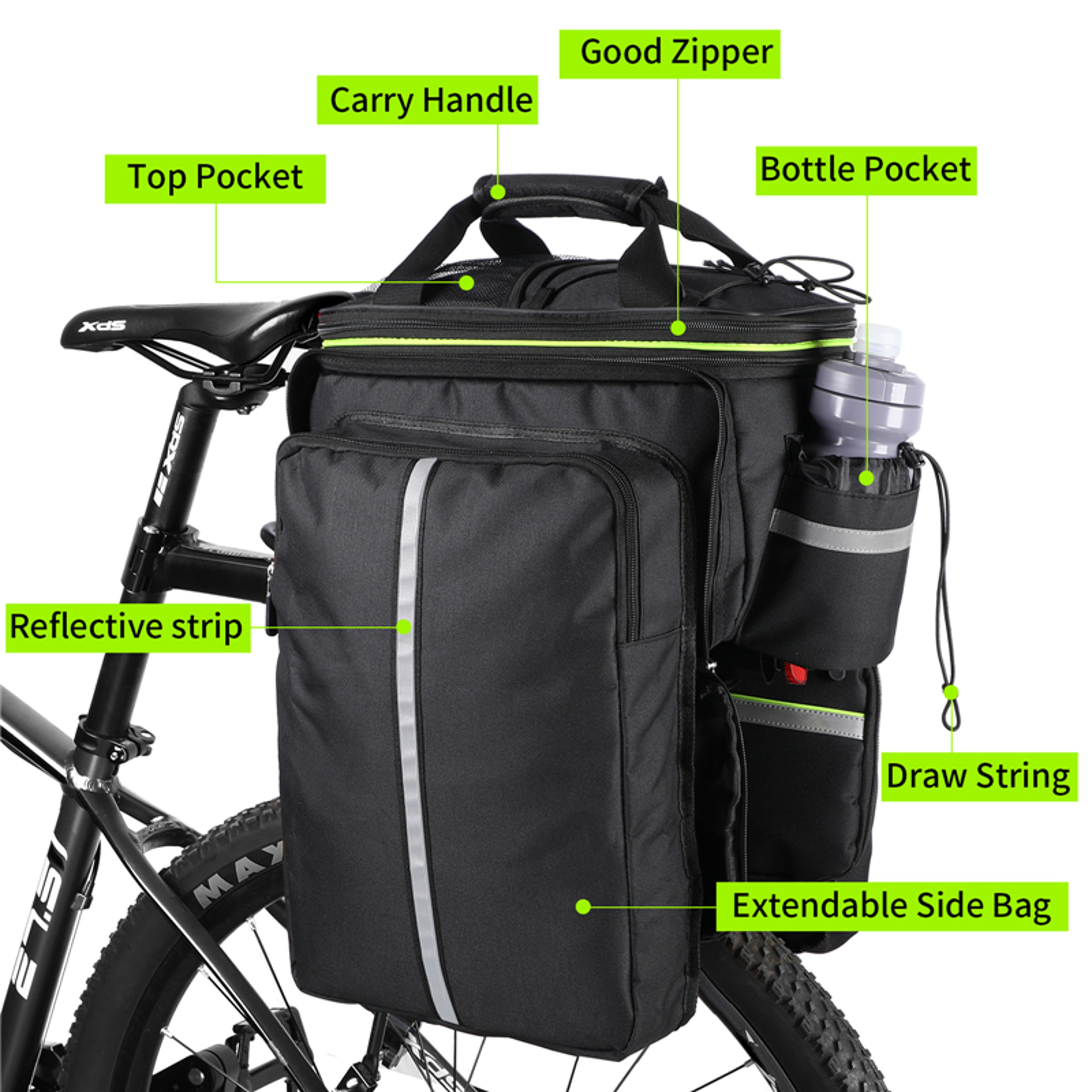 Waterproof Bike Rear Rack Bag With Expandable Storage 1