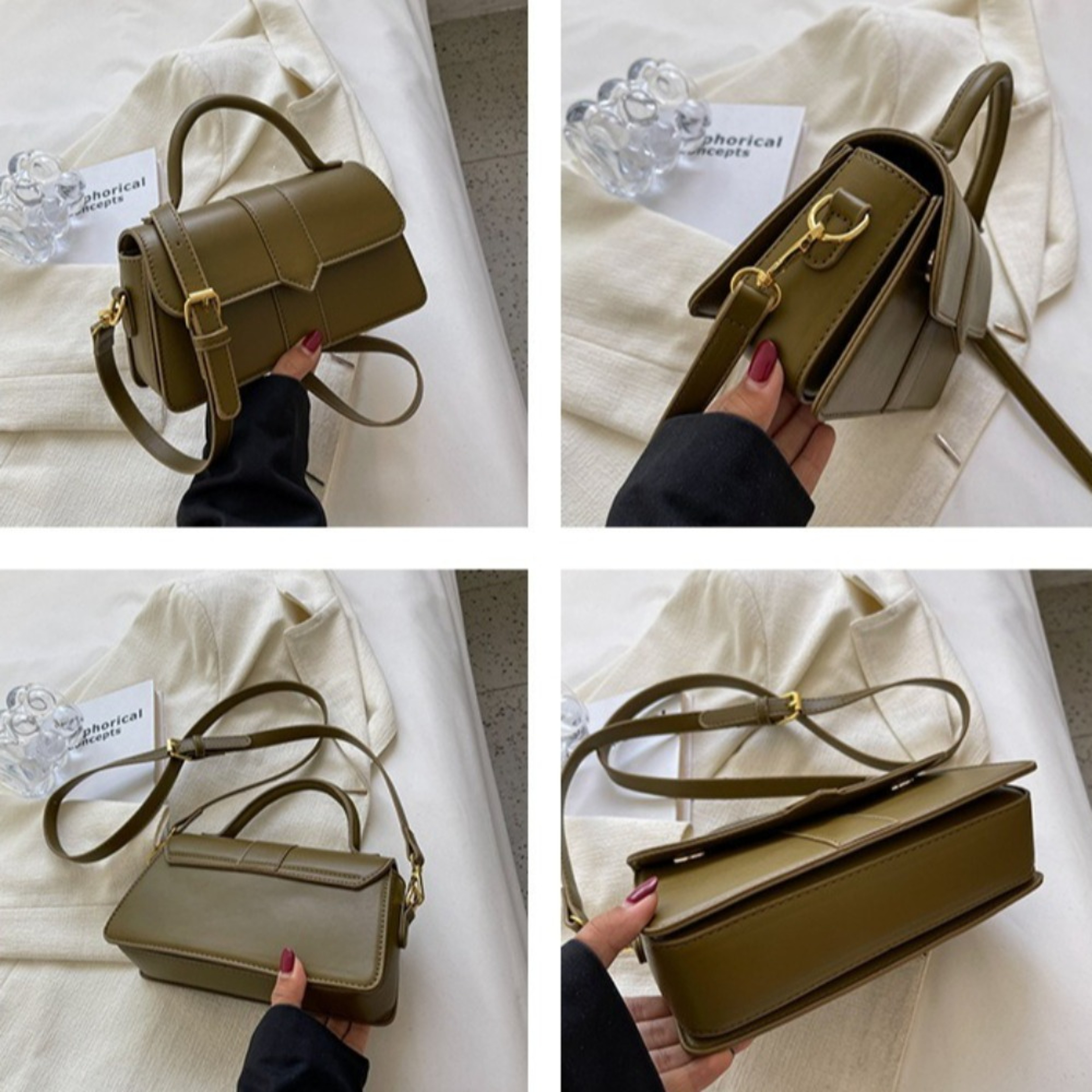 Vintage Square Shoulder Bag for Women with Adjustable Strap and Multiple Pockets – view 5