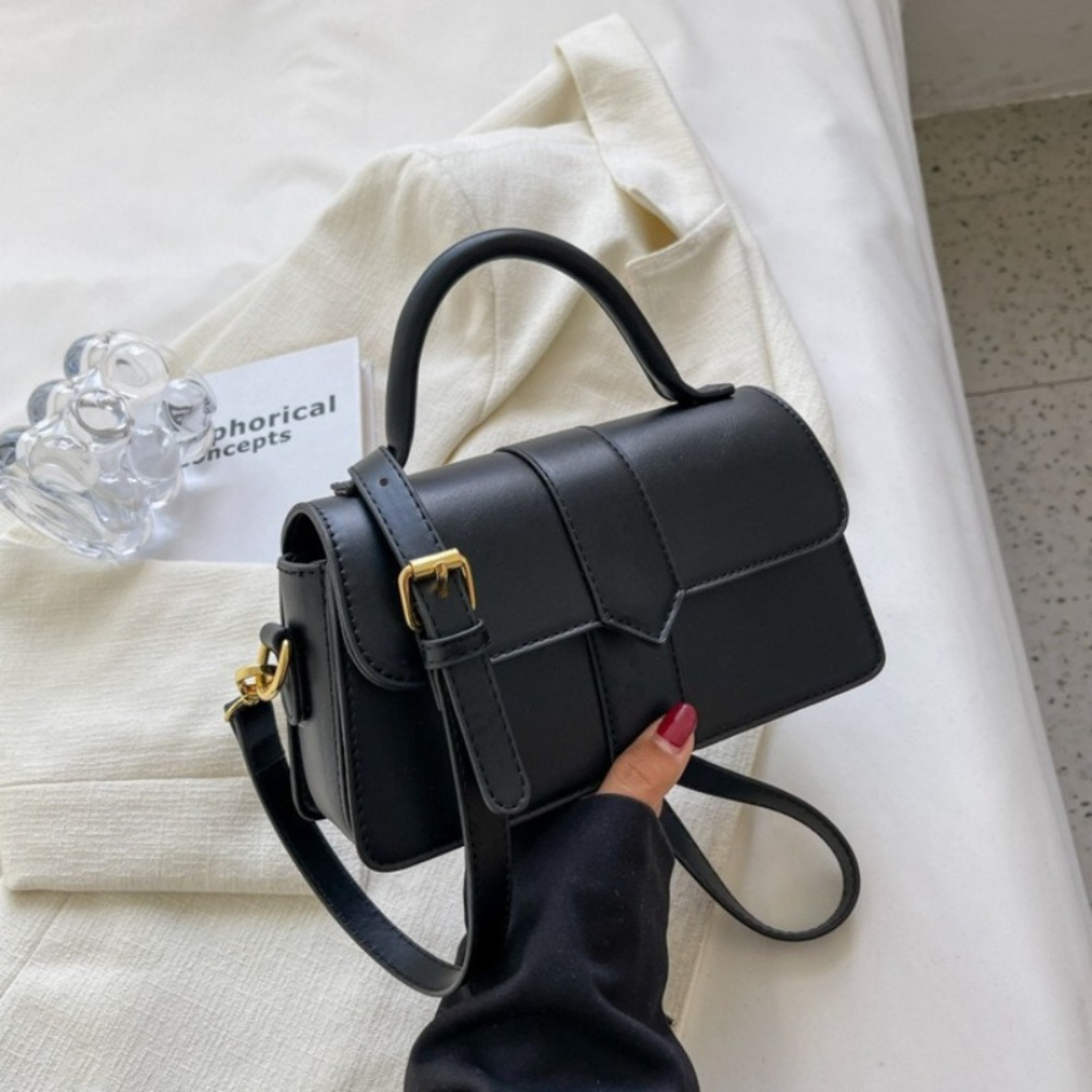 Vintage Square Shoulder Bag for Women with Adjustable Strap and Multiple Pockets – view 10