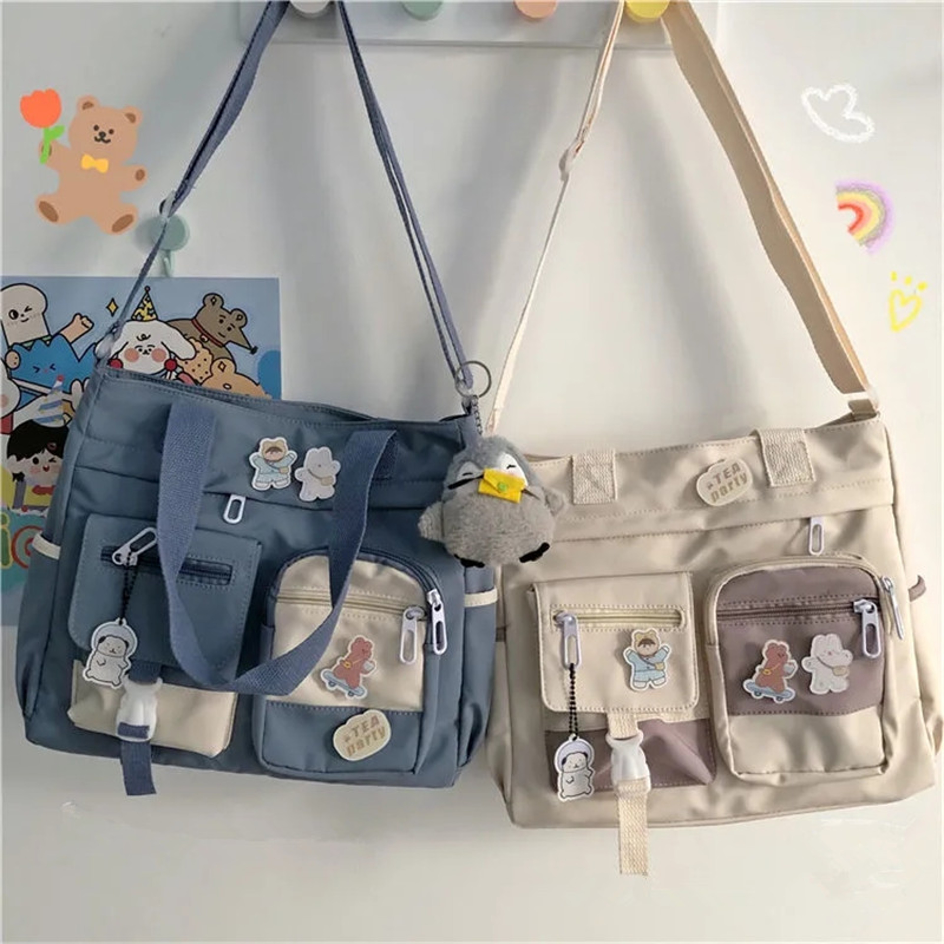 Womens Waterproof Nylon Crossbody Bag with Patchwork Design and Zipper Closure – view 1