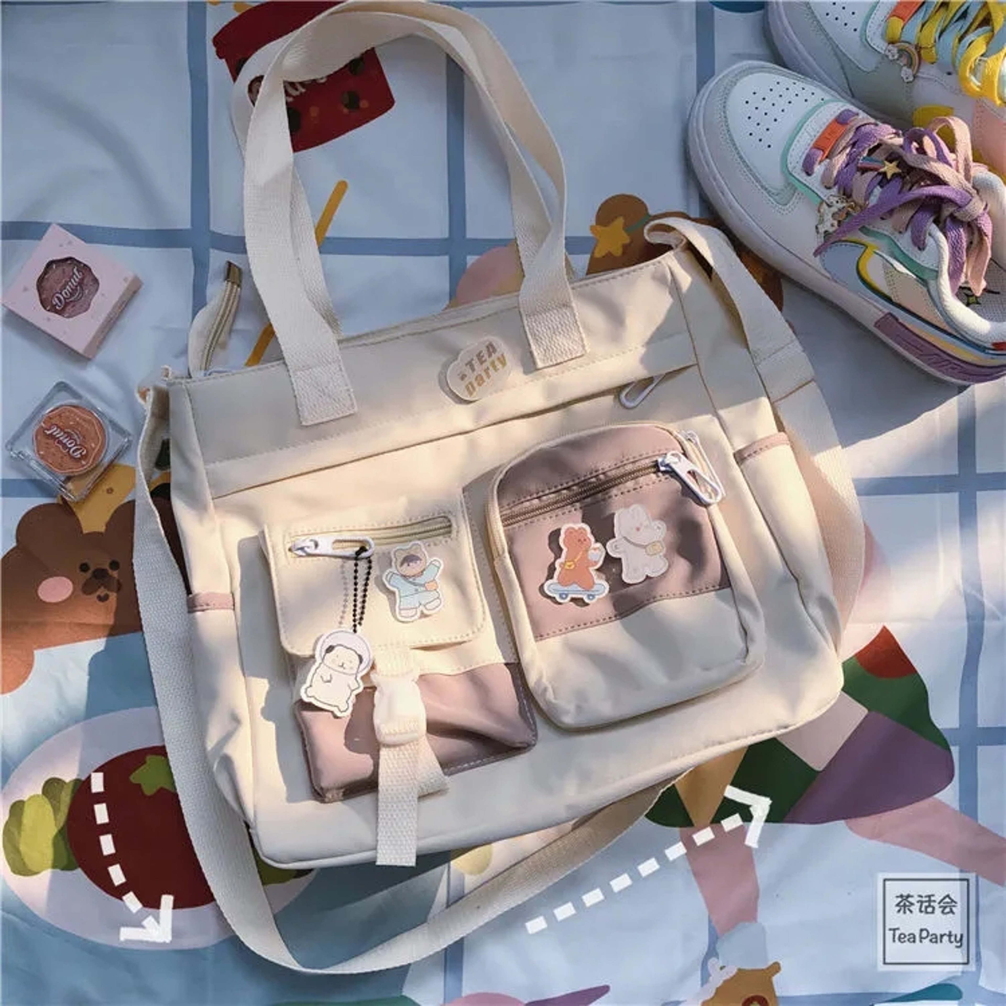 Womens Waterproof Nylon Crossbody Bag with Patchwork Design and Zipper Closure – view 7