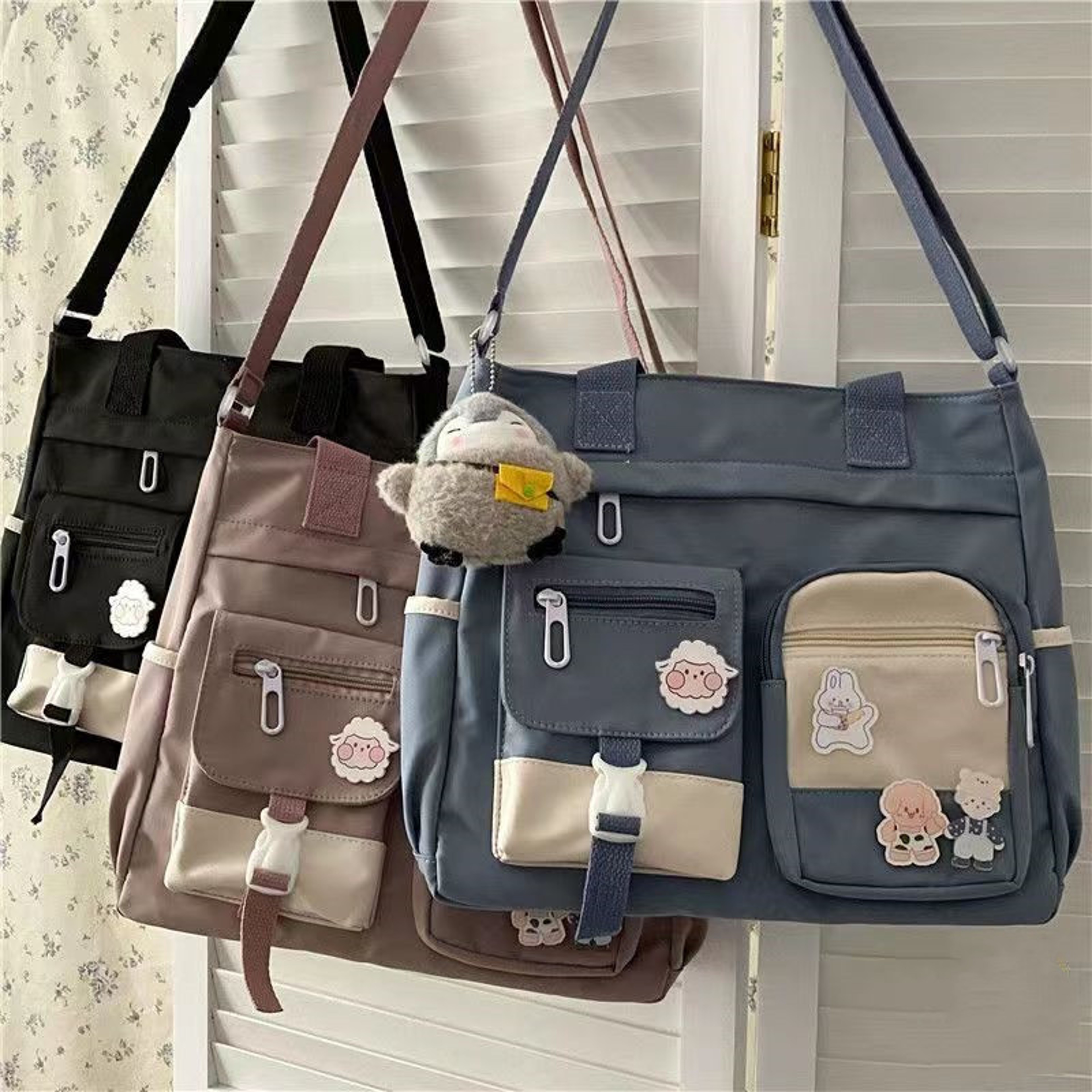 Womens Water-Resistant Nylon Crossbody Shoulder Bag with Adjustable Strap – view 4