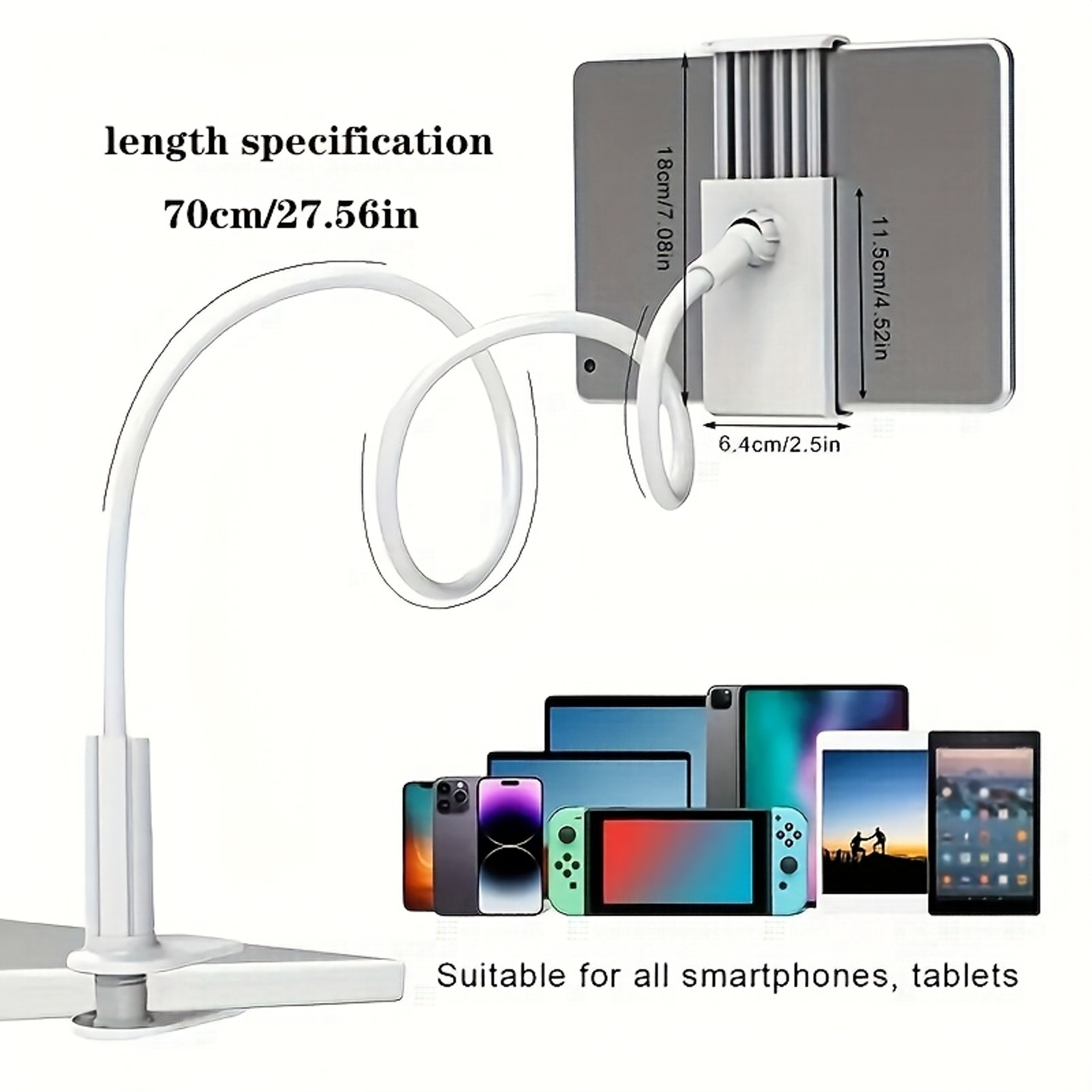 Rotating Tablet and Phone Holder with Adjustable Spiral Base – view 6