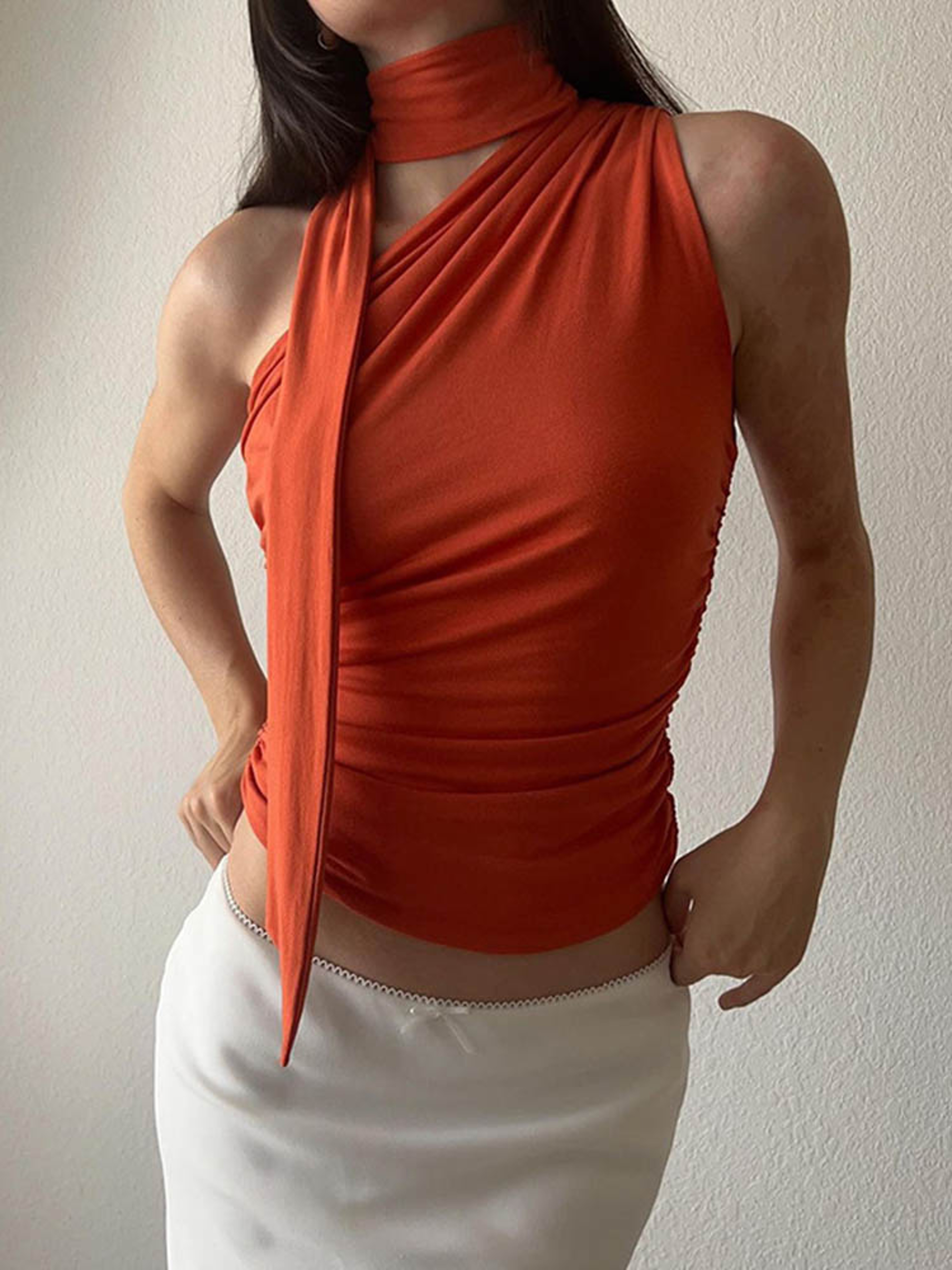 Womens Backless Halter Crop Top Off Shoulder Summer Tank Top – view 2