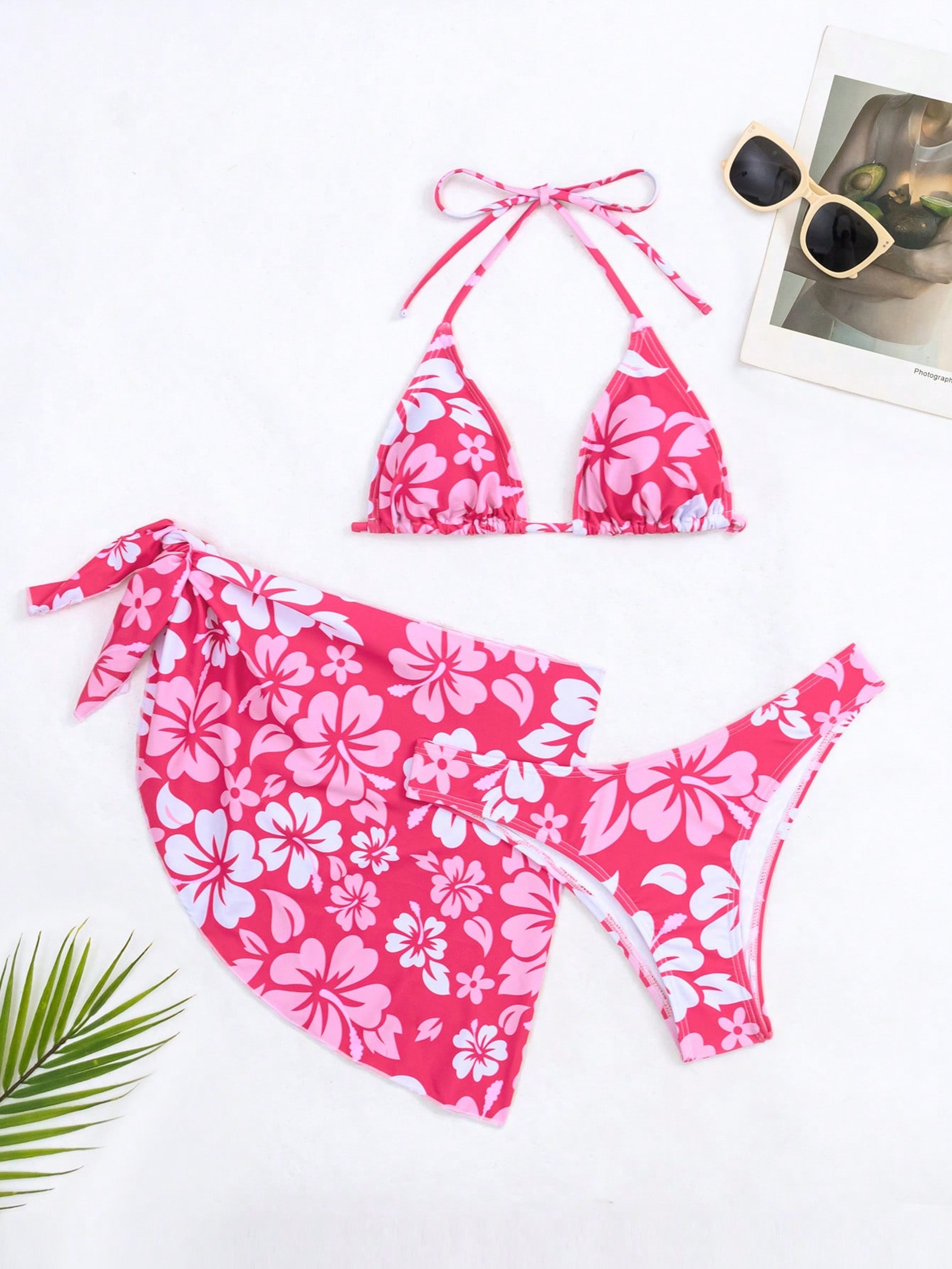 Womens three Piece Bikini Set with Halter Neck Top and Matching Swim Skirt – view 7