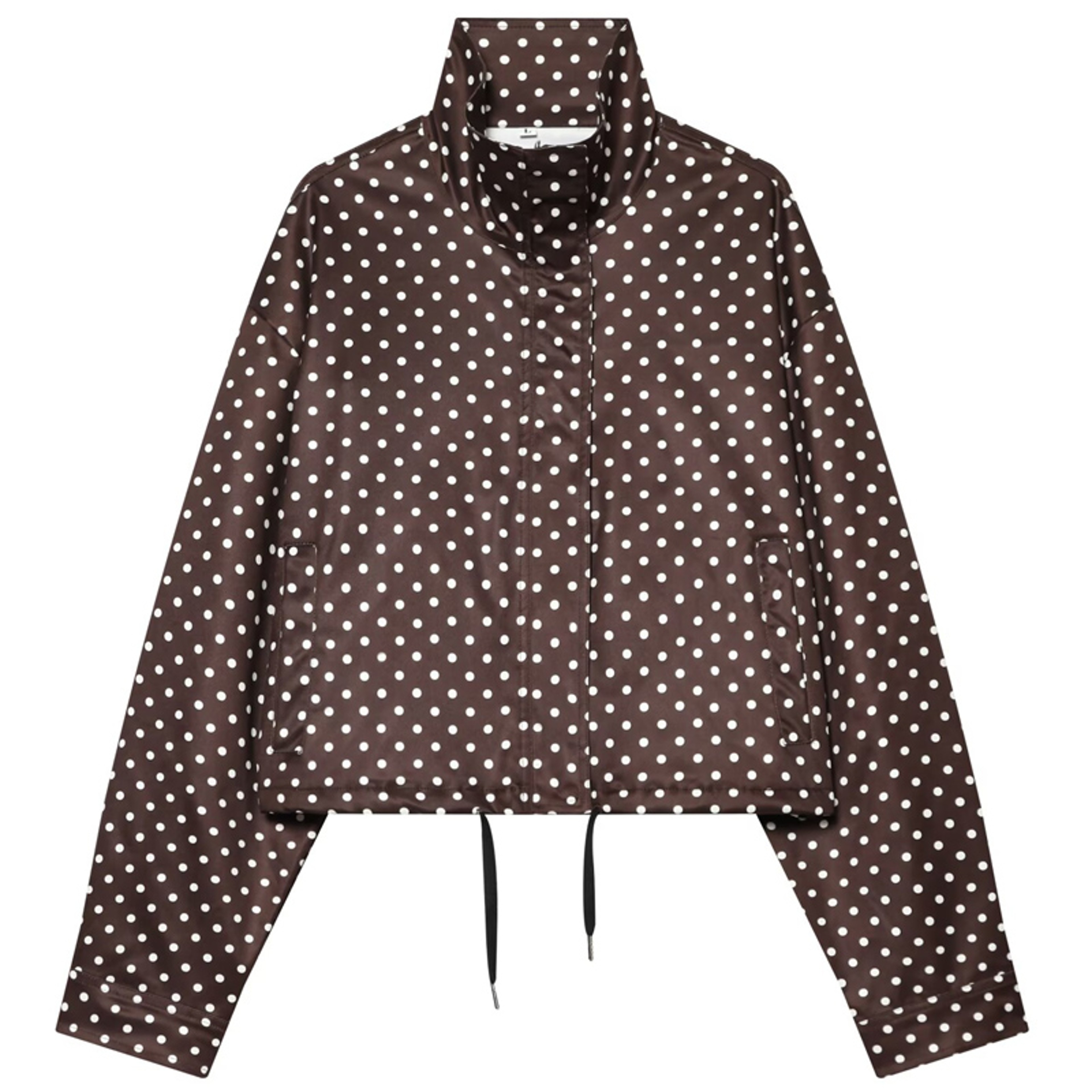 Womens Polka Dot Bomber Jacket Oversized ZipUp Streetwear Outerwear 7