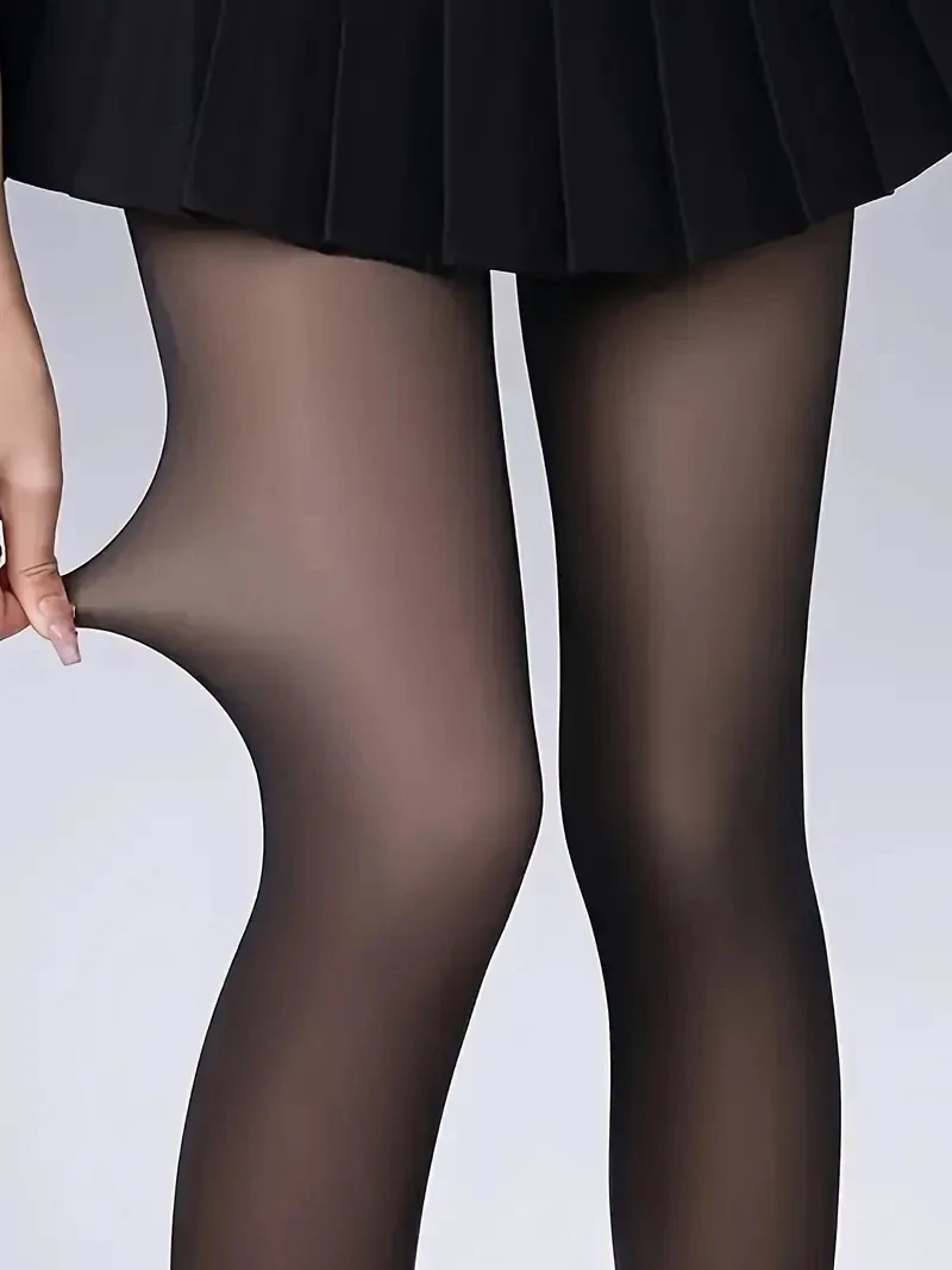 Womens Semi-Transparent Fleece-Lined Stretch Leggings for Fall and Winter – view 4