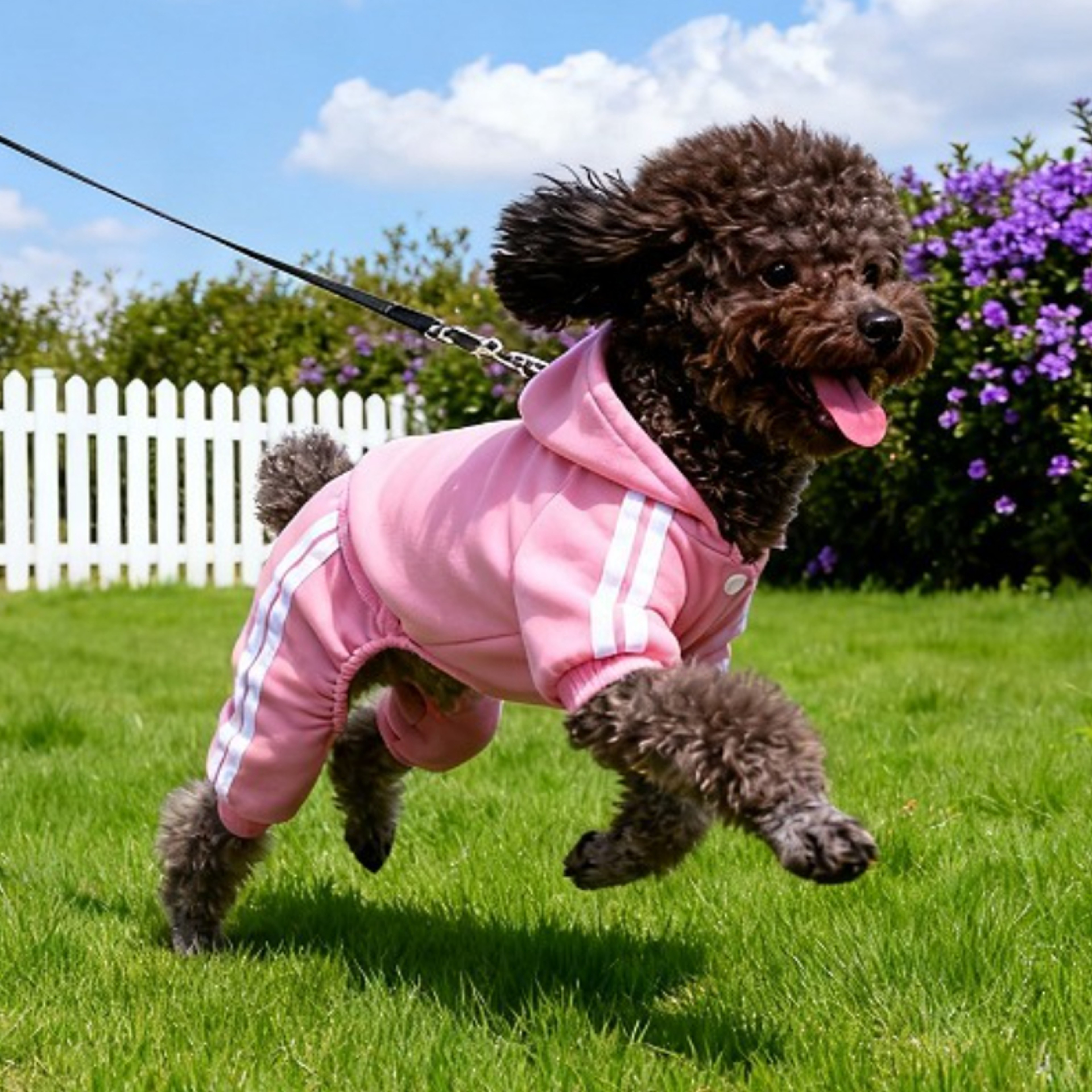 Sporty Dog Hoodie with Hat Lightweight Polyester Puppy Sweatshirt – view 1