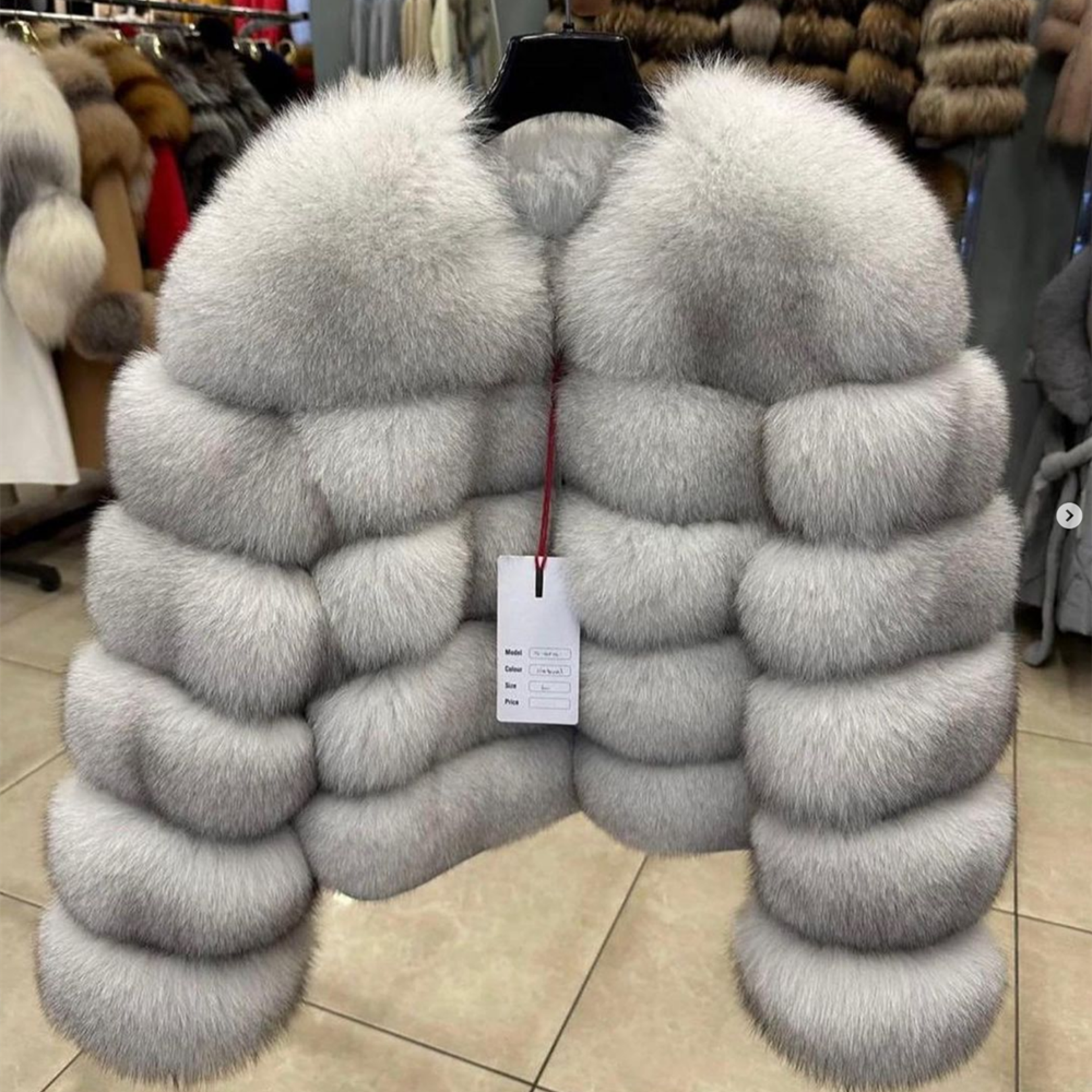 Womens Real Fox Fur Winter Coat with O-Neck Collar and Slim Fit – view 1