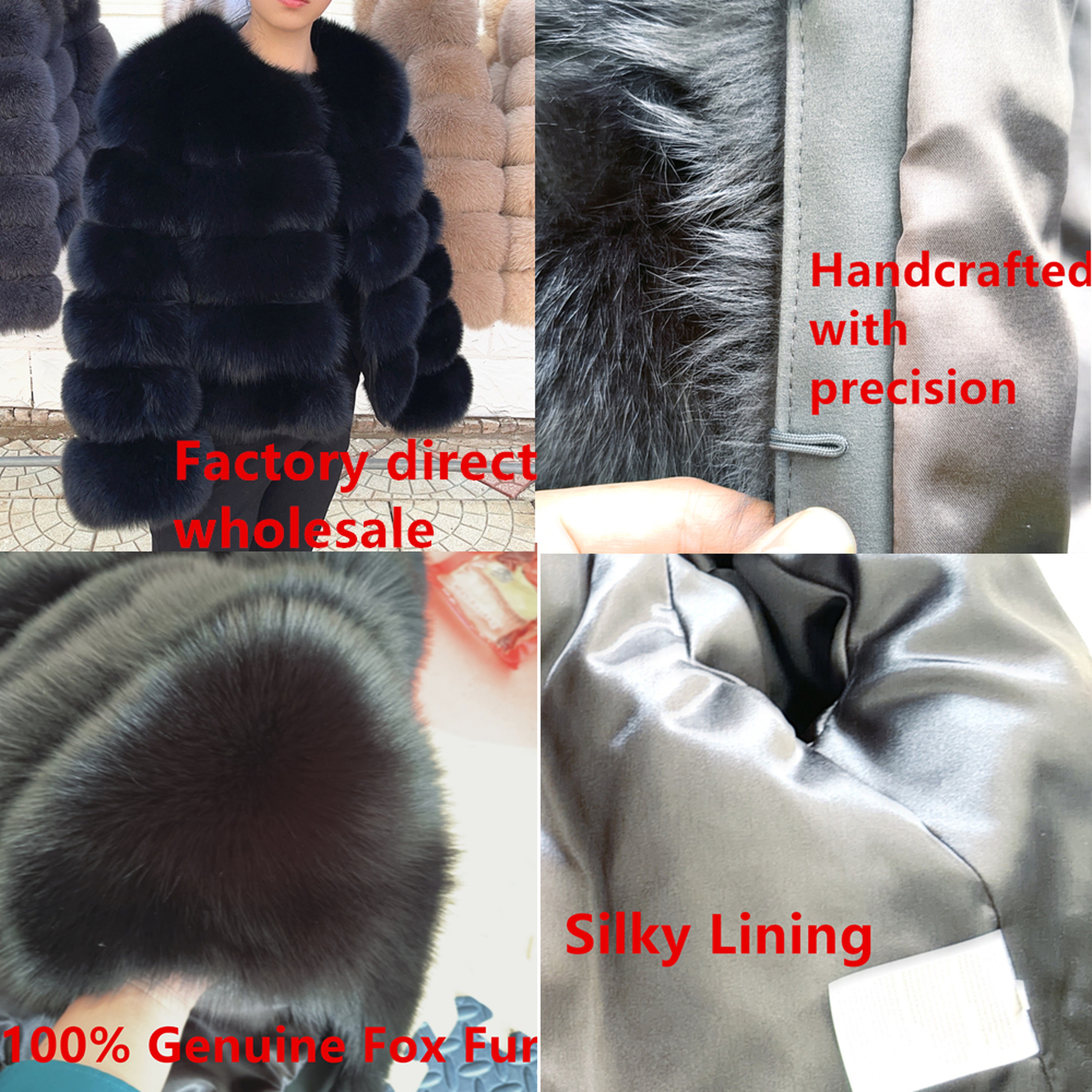 Womens Real Fox Fur Winter Coat with O-Neck Collar and Slim Fit – view 5